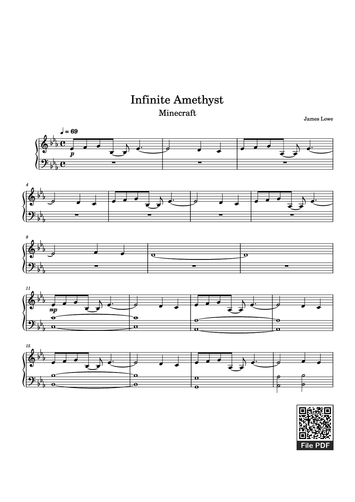 Page 1 of Sheet music PDF Piano Infinite Amethyst Piano - James Lowe