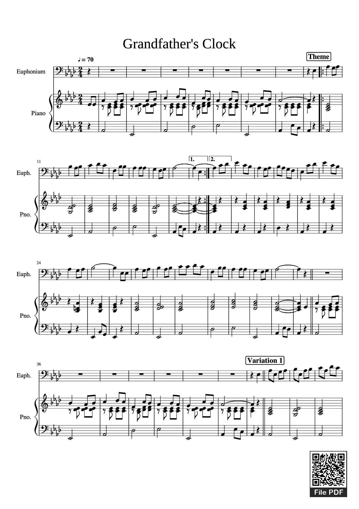 Page 1 of Sheet music PDF Piano Grandfather