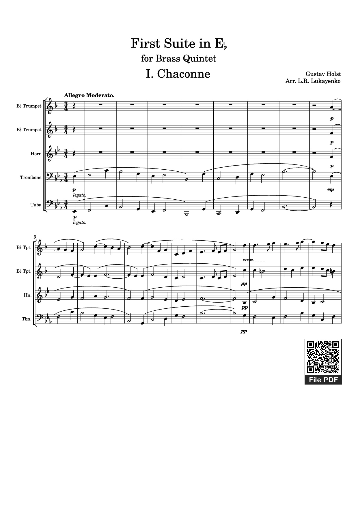 Sheet PDF of First Suite in E Flat