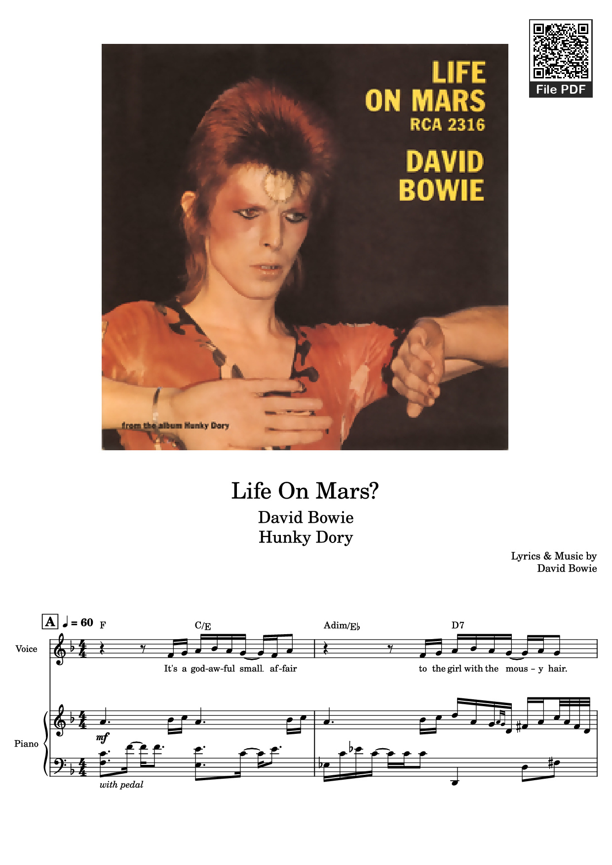Page 1 of Sheet music PDF Life On Mars? – David Bowie - Undefined