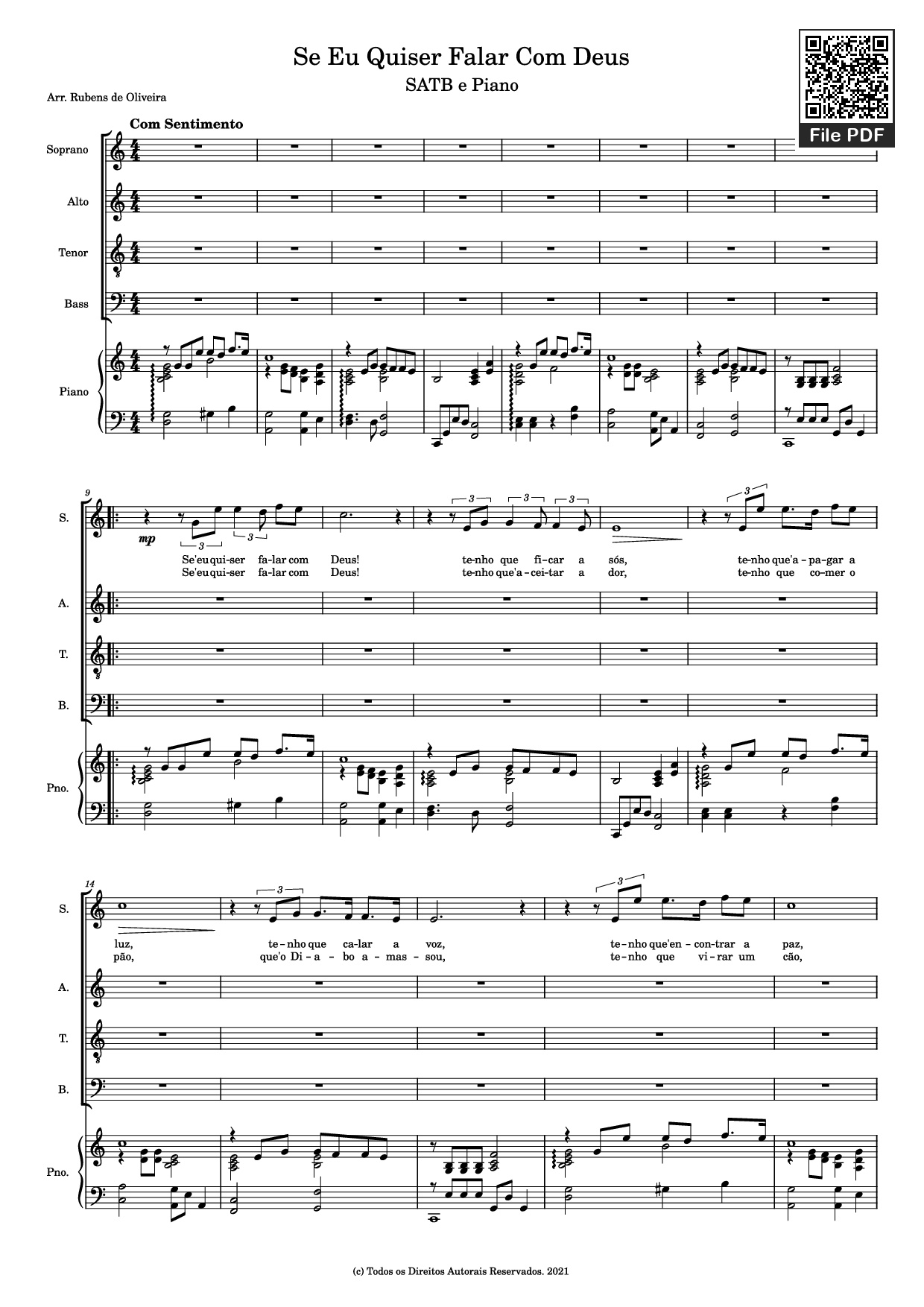 Page 1 of Sheet music PDF Piano Se Eu Quiser Falar Com Deus Piano - By. Gilberto Gil