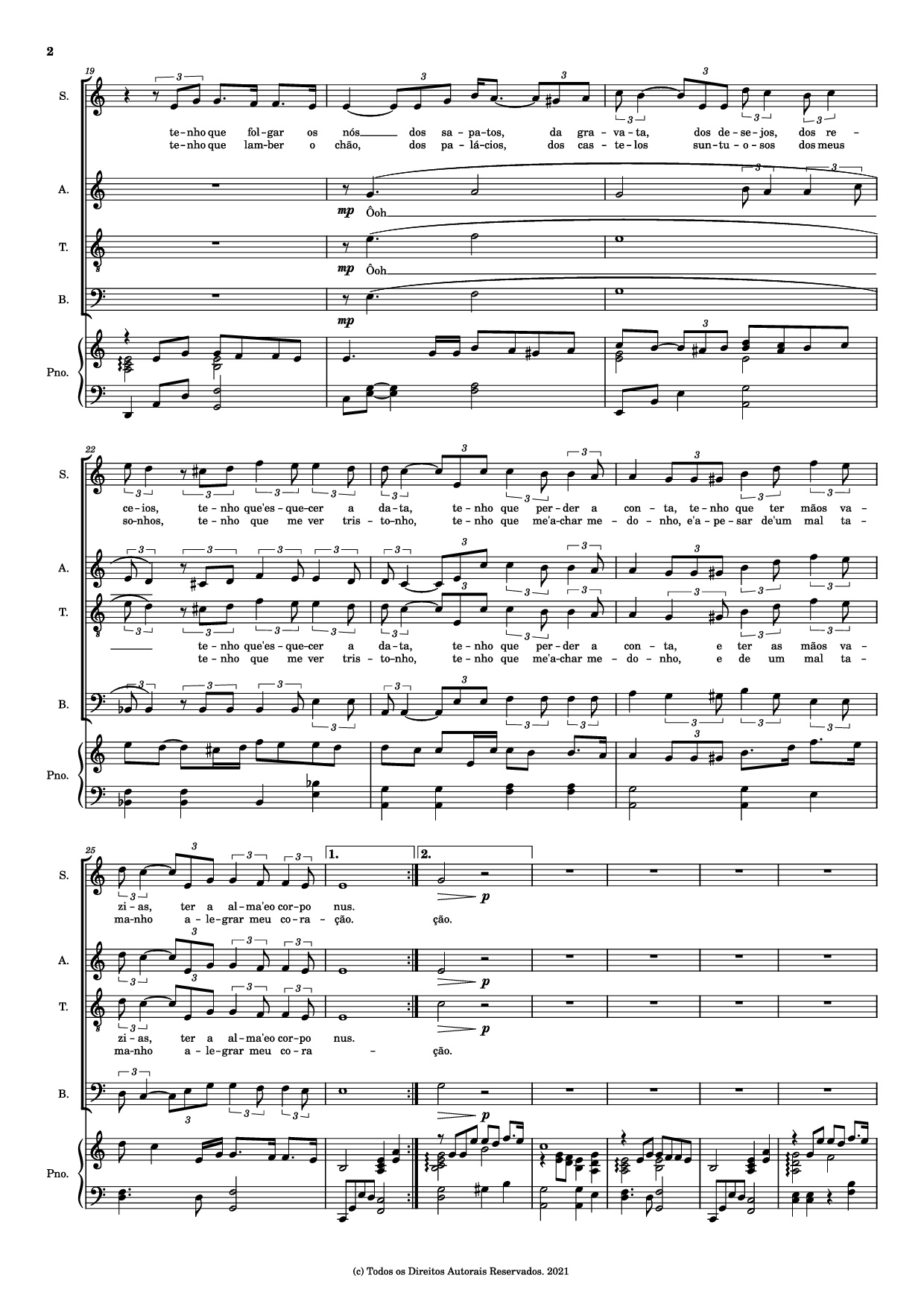 Page 2 of Sheet music PDF Piano Se Eu Quiser Falar Com Deus Piano - By. Gilberto Gil