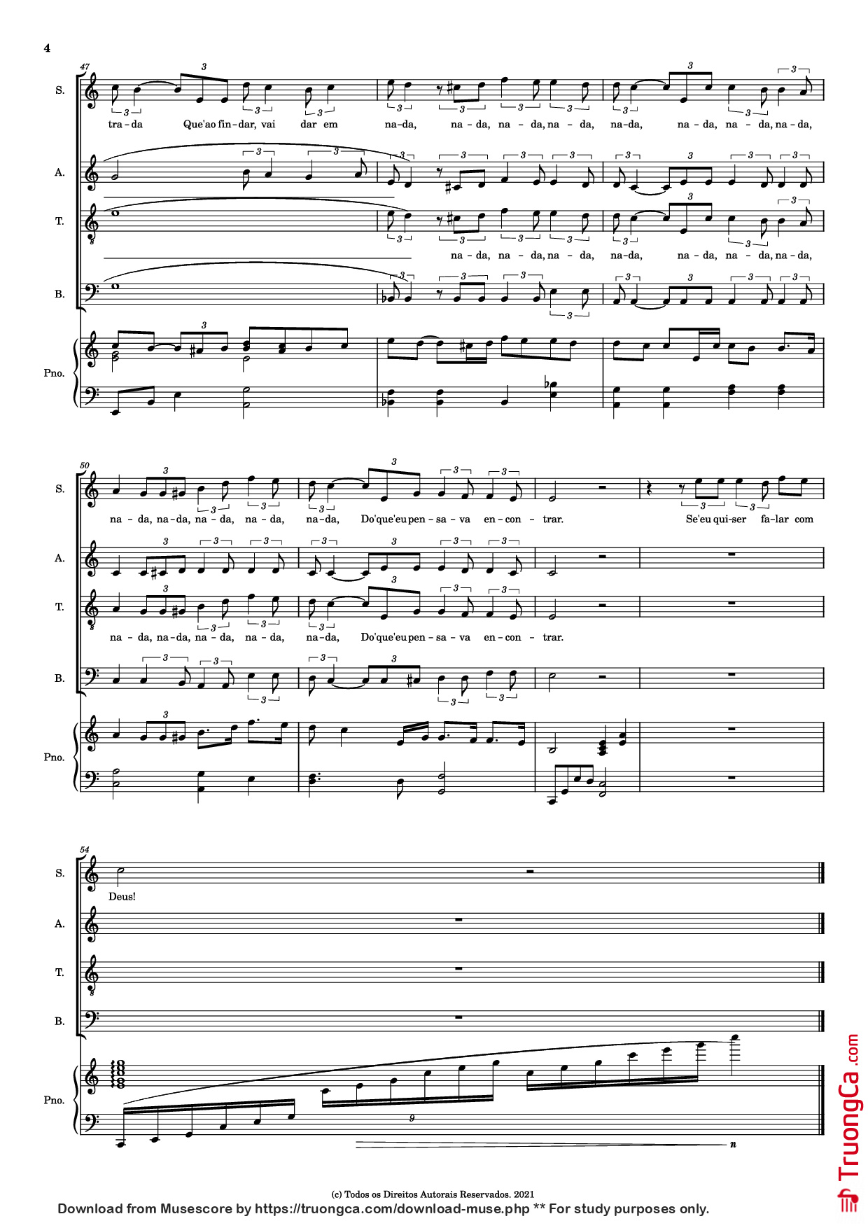 Page 4 of Sheet music PDF Piano Se Eu Quiser Falar Com Deus Piano - By. Gilberto Gil