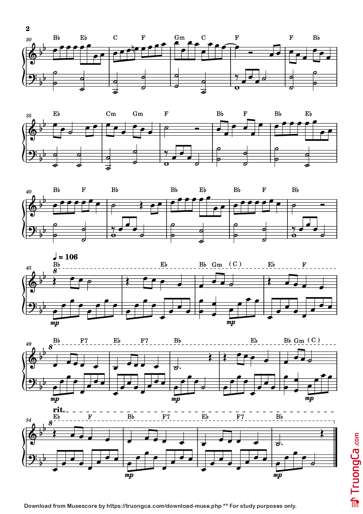 Page 2 of Sheet music PDF Piano Little Things Piano - Music by: Benny Andersson