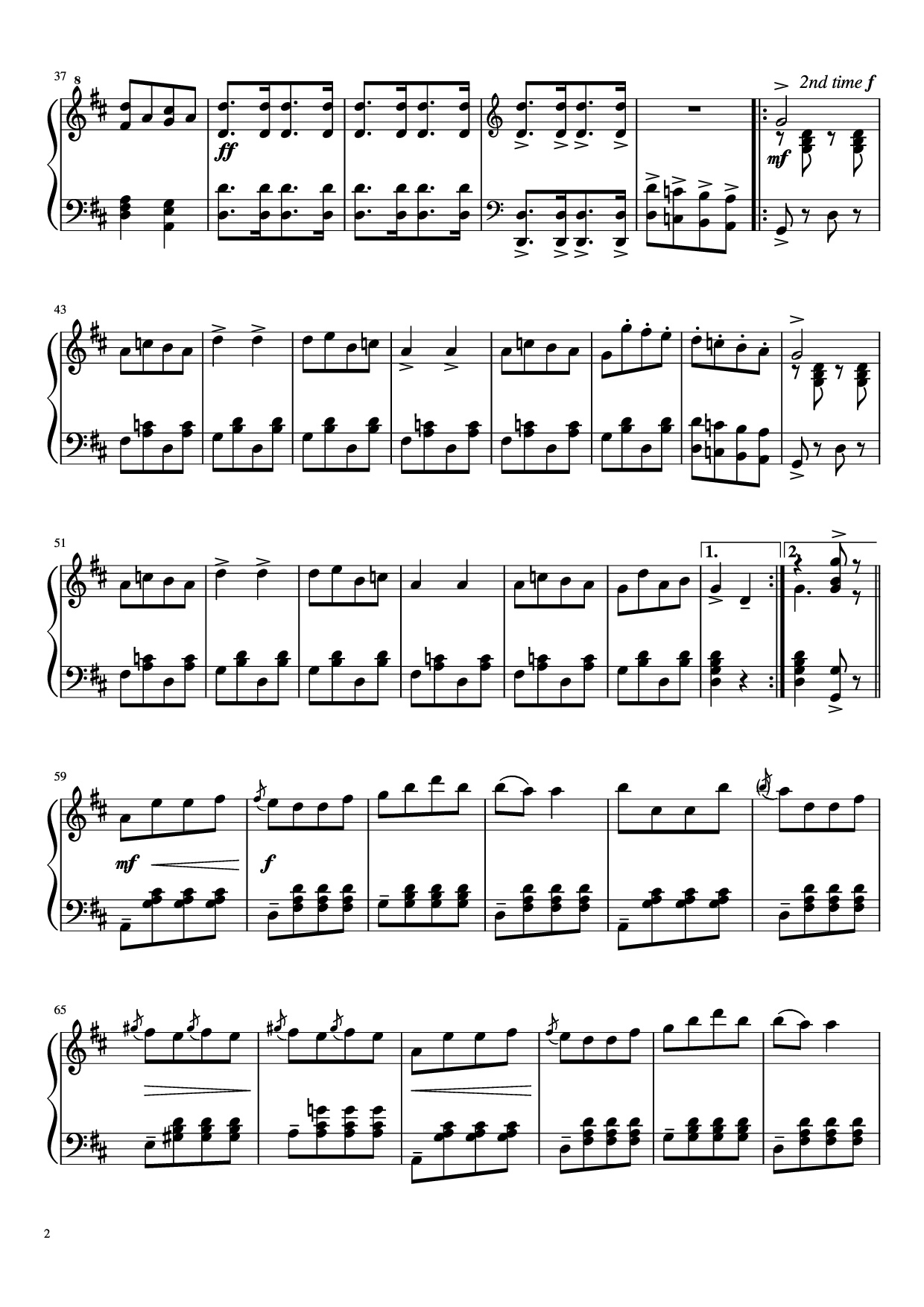 Page 2 of Sheet music PDF Piano CANCAN Piano - Jacques Offenbach (1819—1880