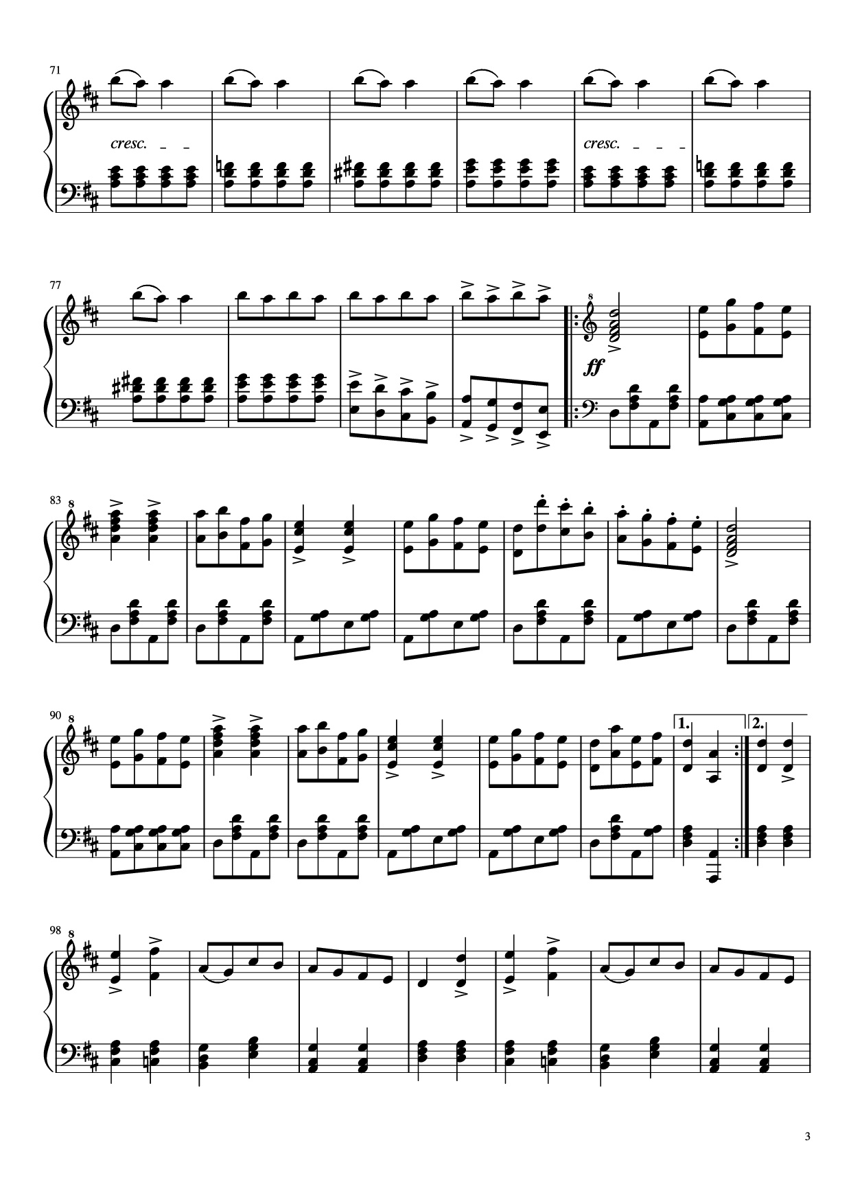 Page 3 of Sheet music PDF Piano CANCAN Piano - Jacques Offenbach (1819—1880