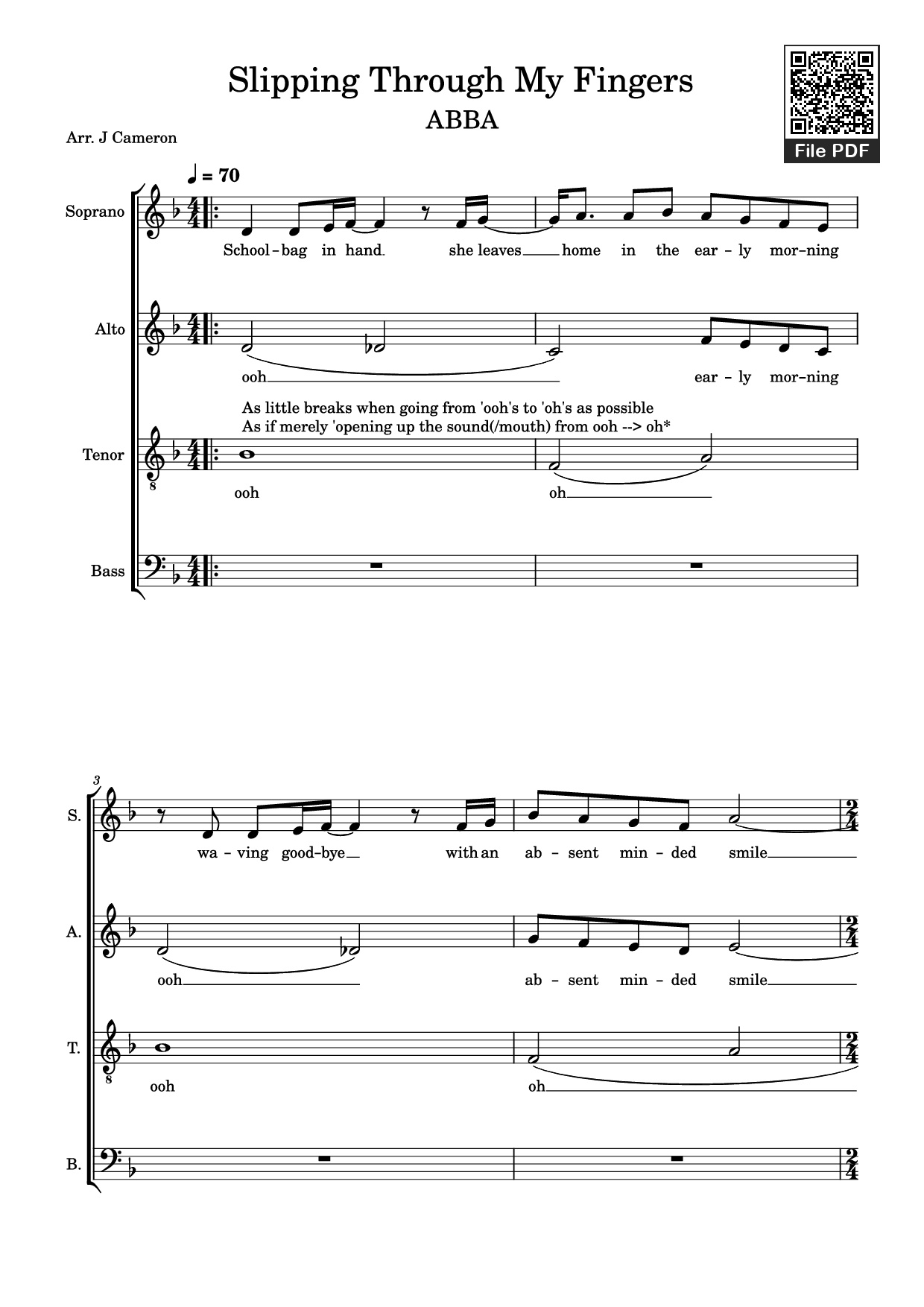 Page 1 of Sheet music PDF Piano Slipping Through My Fingers Piano - Undefined