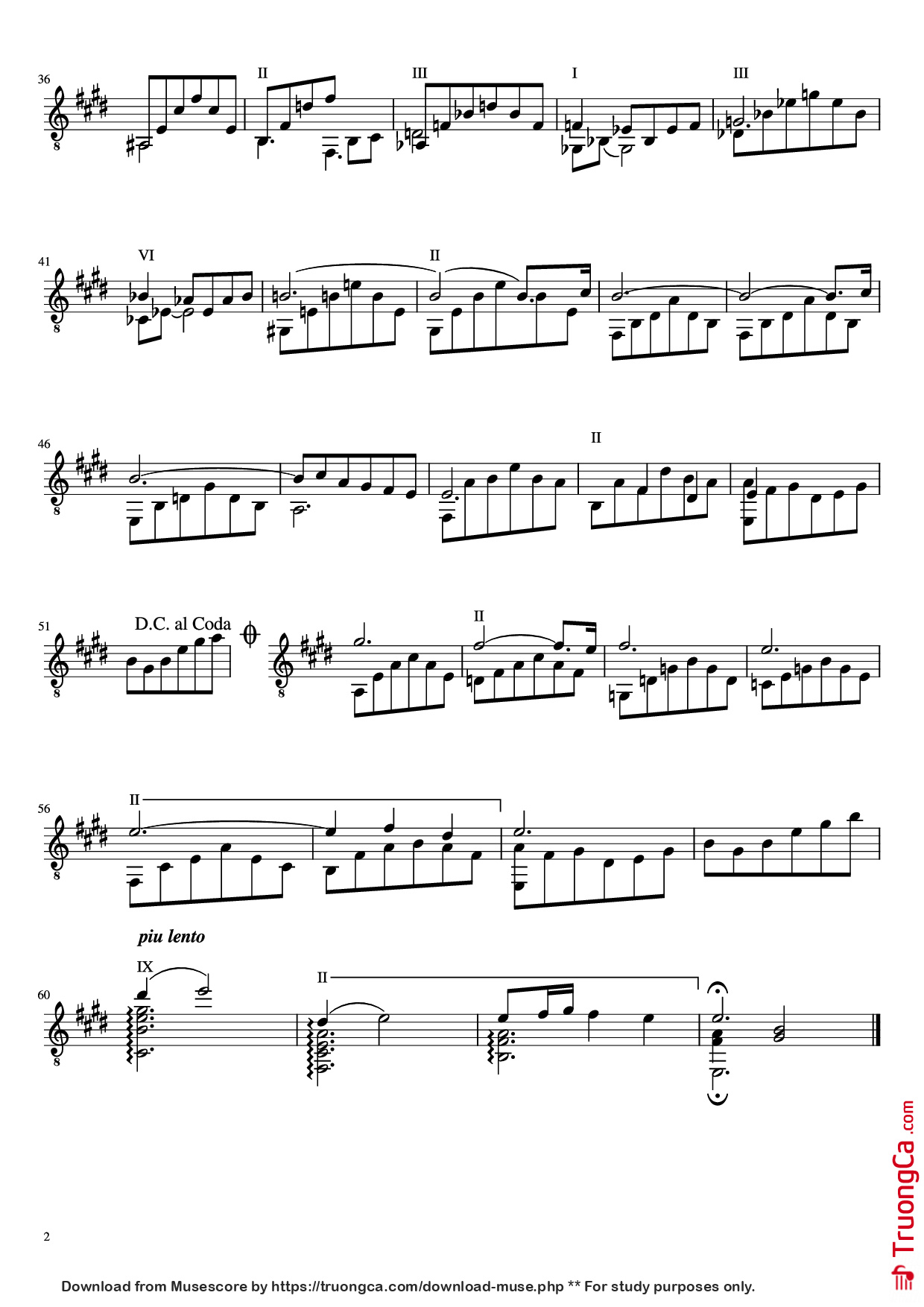 Page 2 of Sheet music PDF Guitar Tab CAVATINA Guitar TAB - Stanley Myers