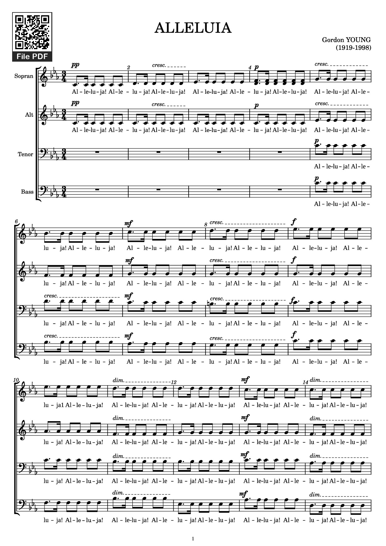 Page 1 of Sheet music PDF ALLELUIA - Gordon YOUNG