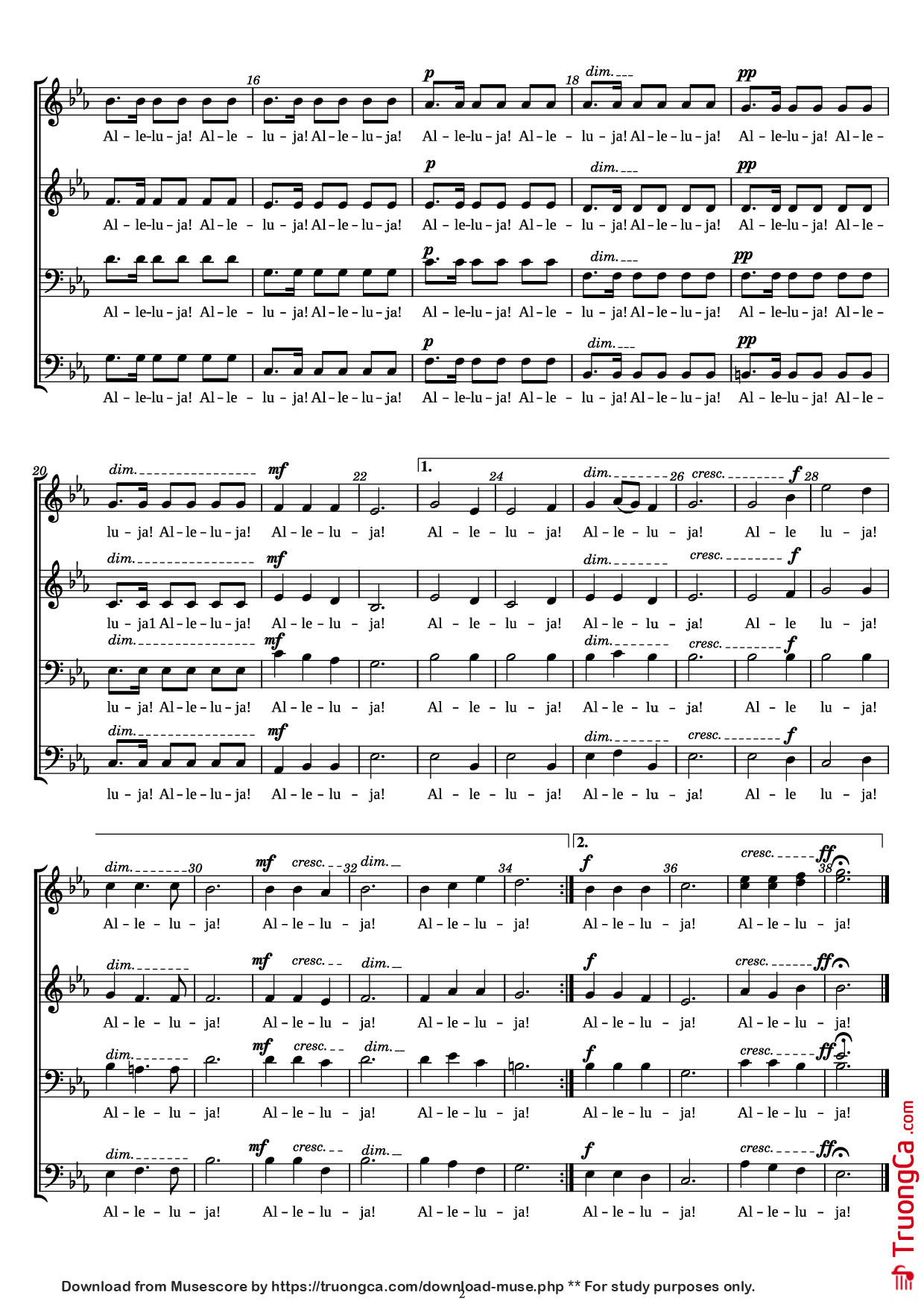 Page 2 of Sheet music PDF ALLELUIA - Gordon YOUNG