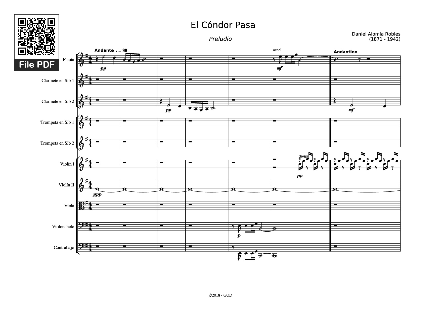 Sheet PDF of El Cóndor Pasa Violin