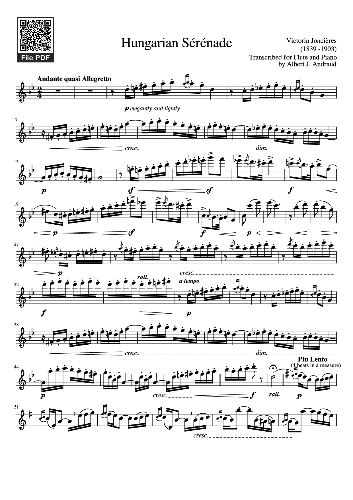 Page 1 of Sheet music PDF Piano Hungarian Sérénade - Victorin Joncières