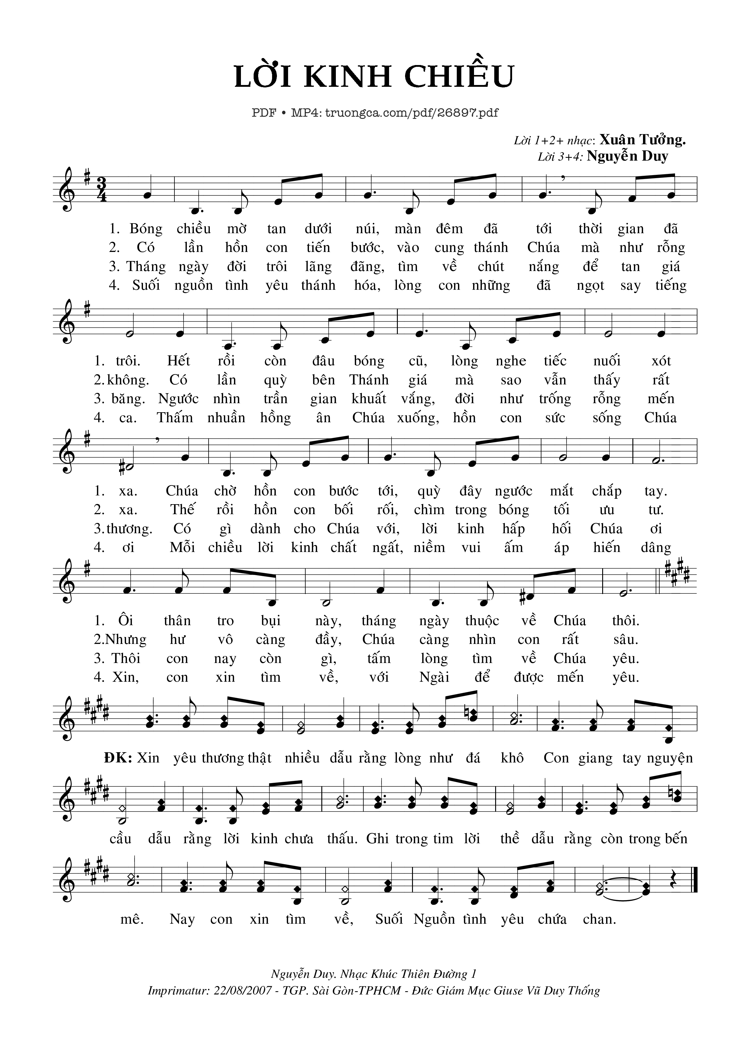 Sheet PDF of Lời Kinh Chiều