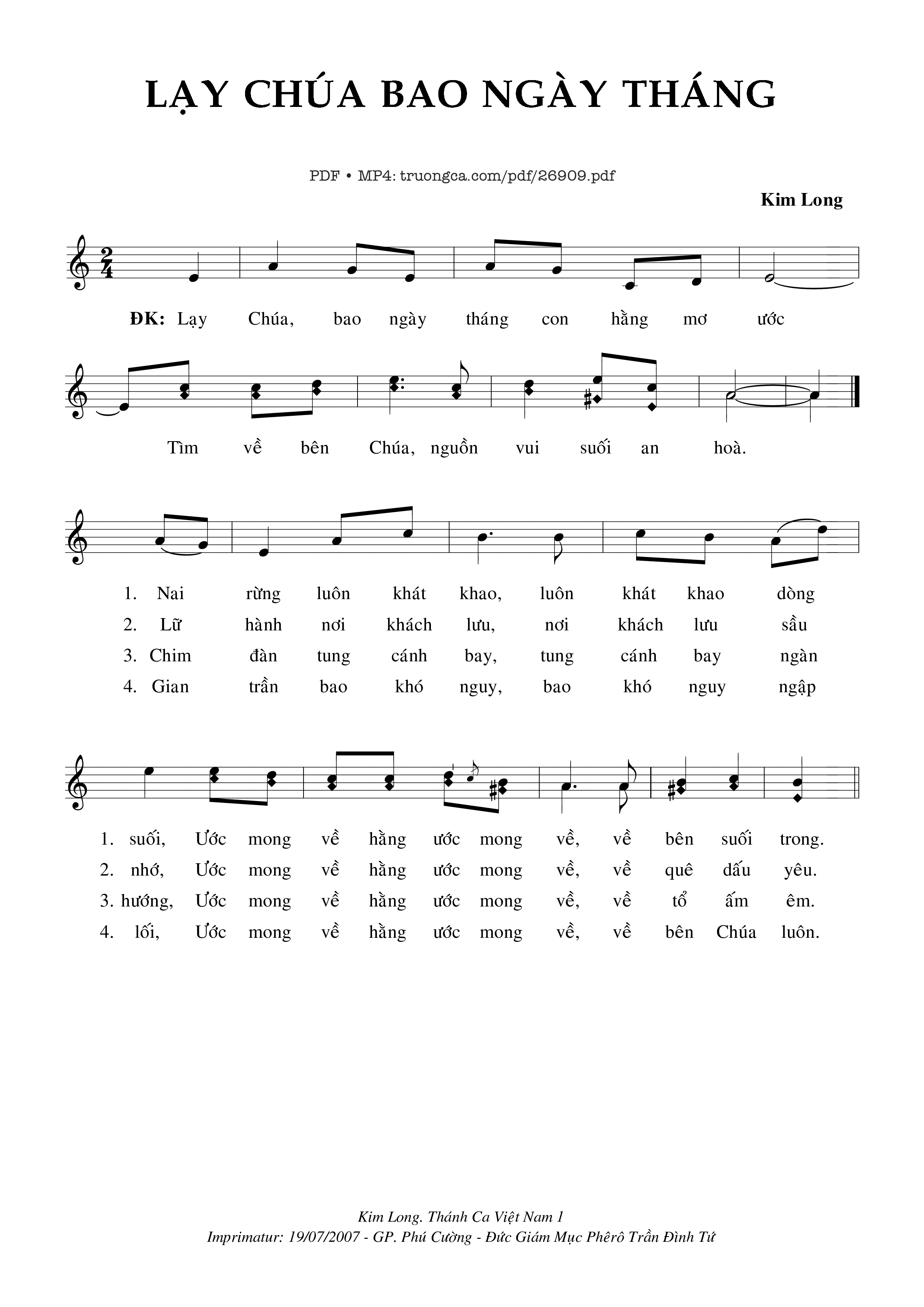 Sheet PDF of Lạy Chúa Bao Ngày Tháng