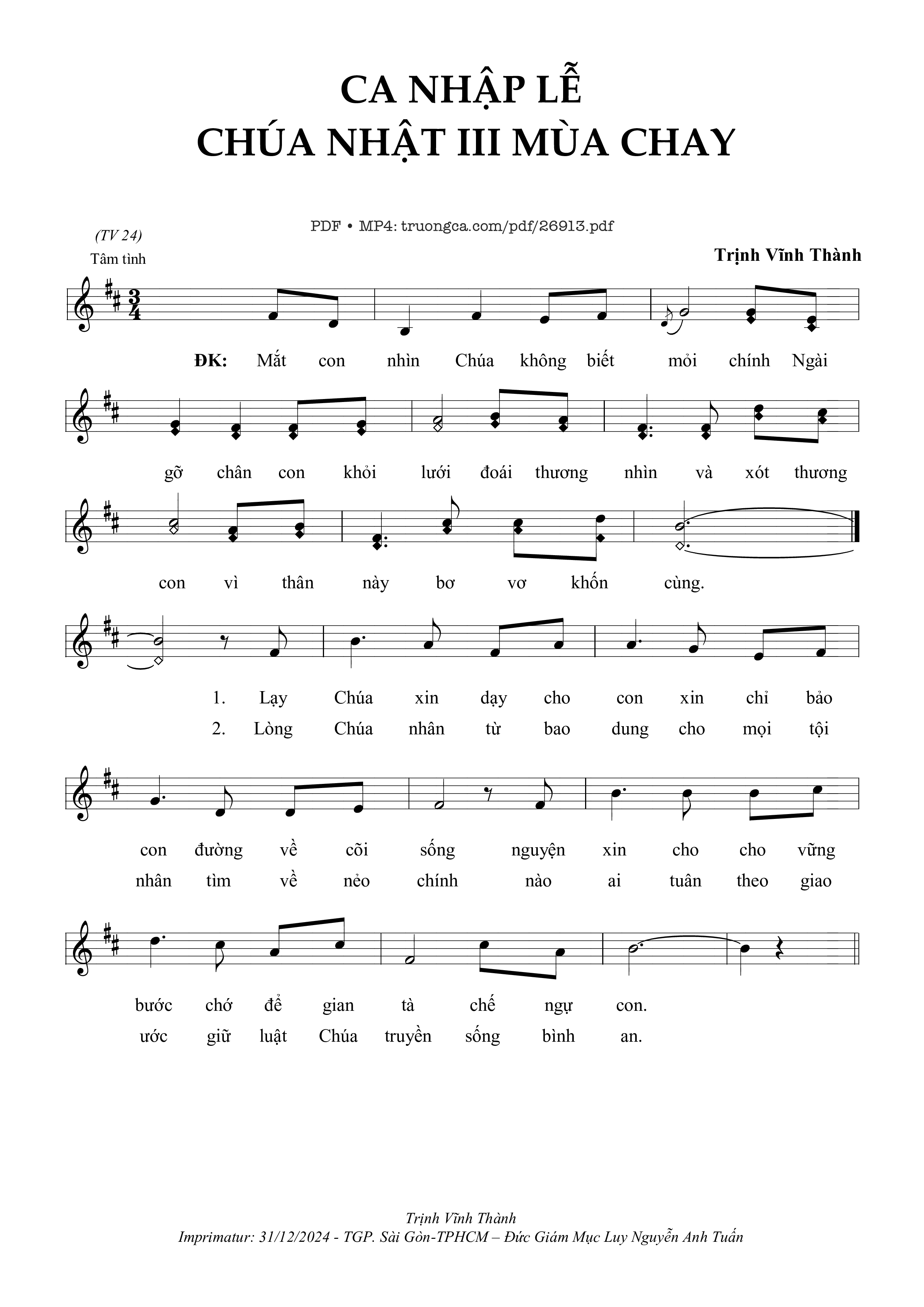 Ca Nhập Lễ Chúa Nhật 3 Mùa Chay