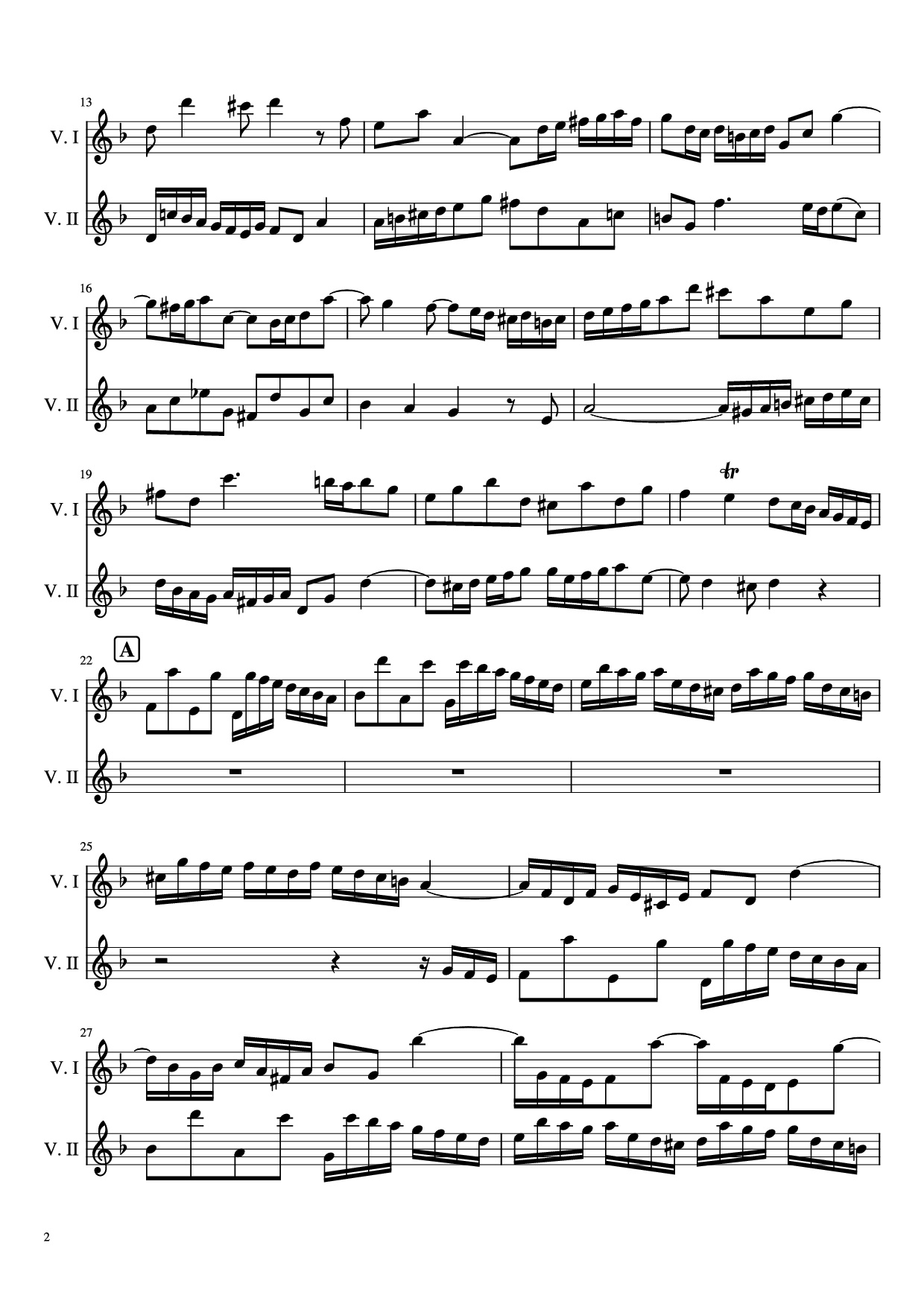 Page 2 of Sheet music PDF Concerto pour 2 violons in ré minor Violin - Jean-Sébastien Bach, BWV 1043