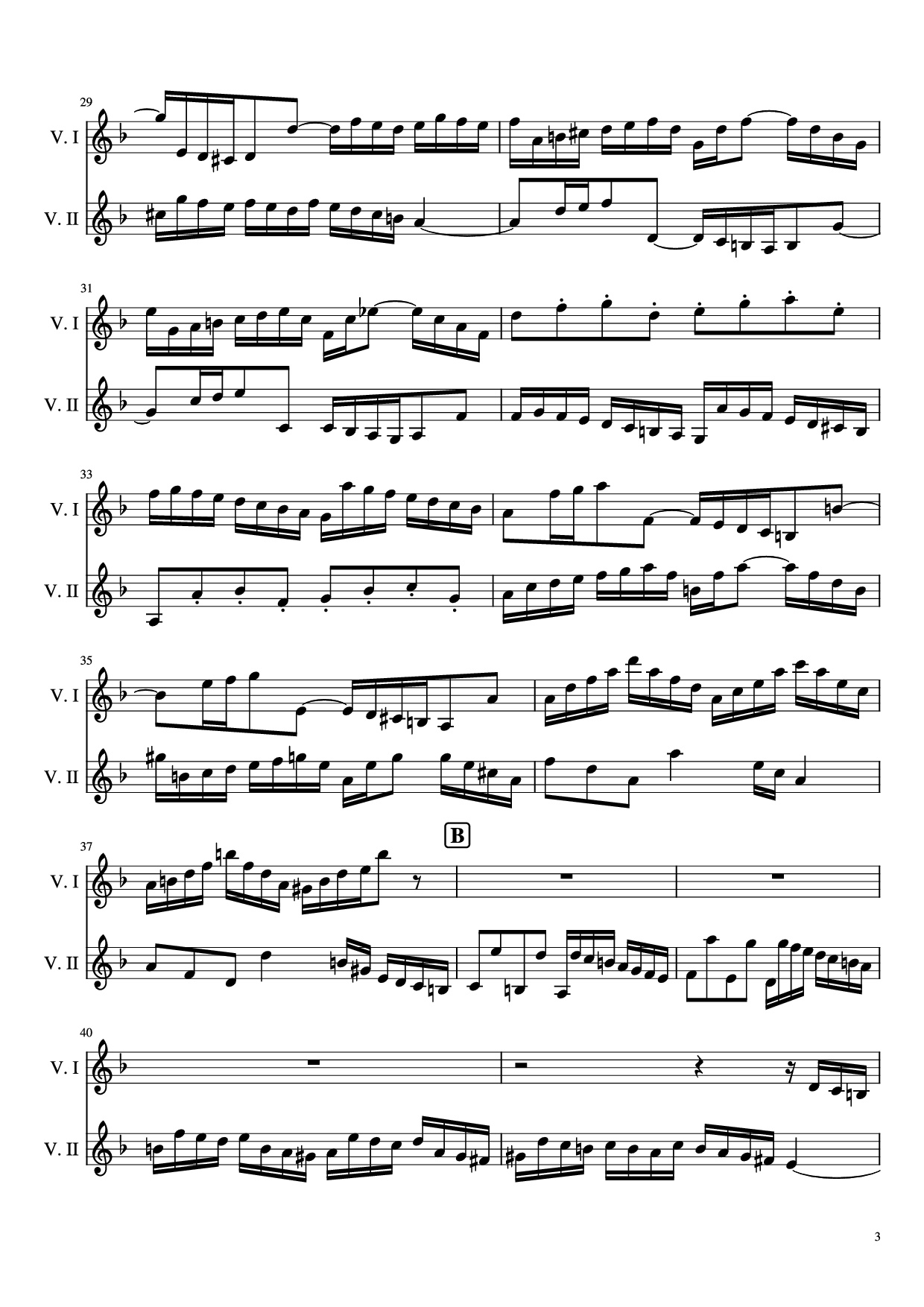 Page 3 of Sheet music PDF Concerto pour 2 violons in ré minor Violin - Jean-Sébastien Bach, BWV 1043