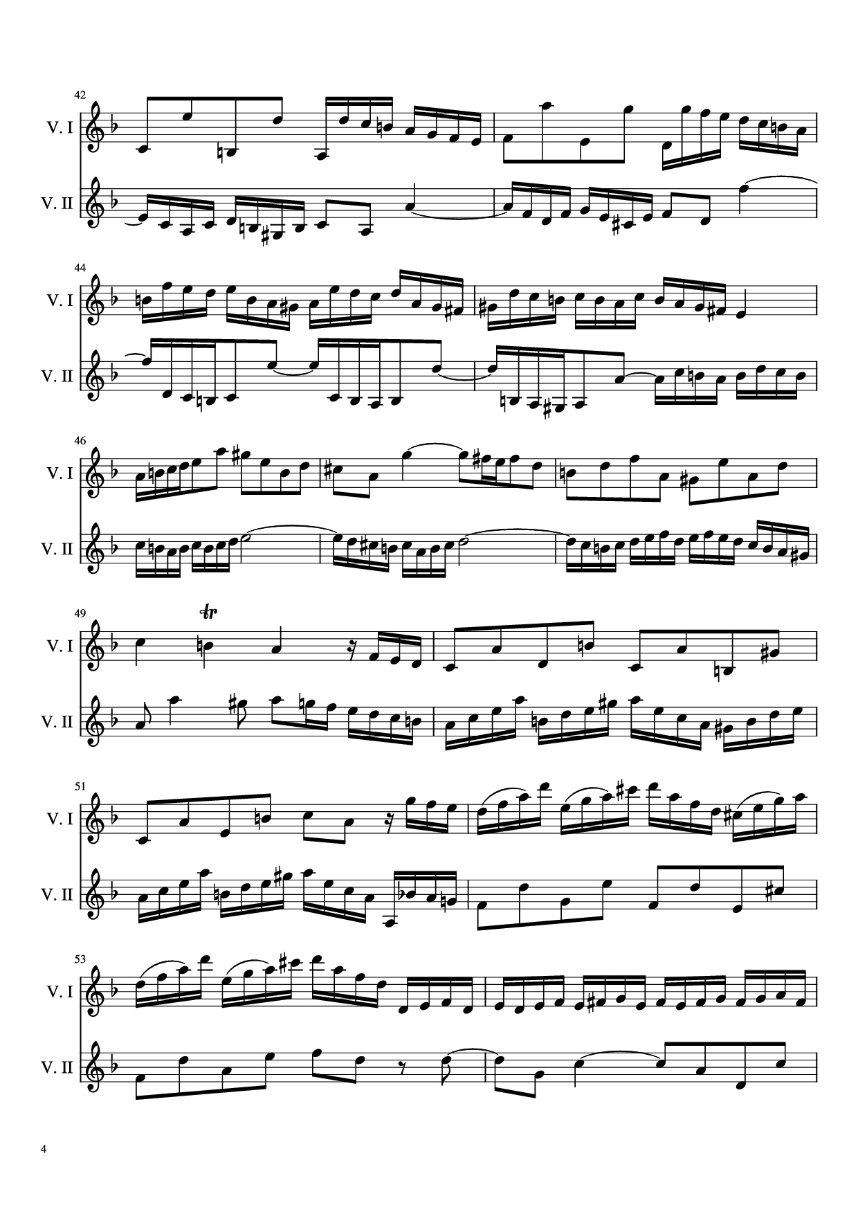 Page 4 of Sheet music PDF Concerto pour 2 violons in ré minor Violin - Jean-Sébastien Bach, BWV 1043