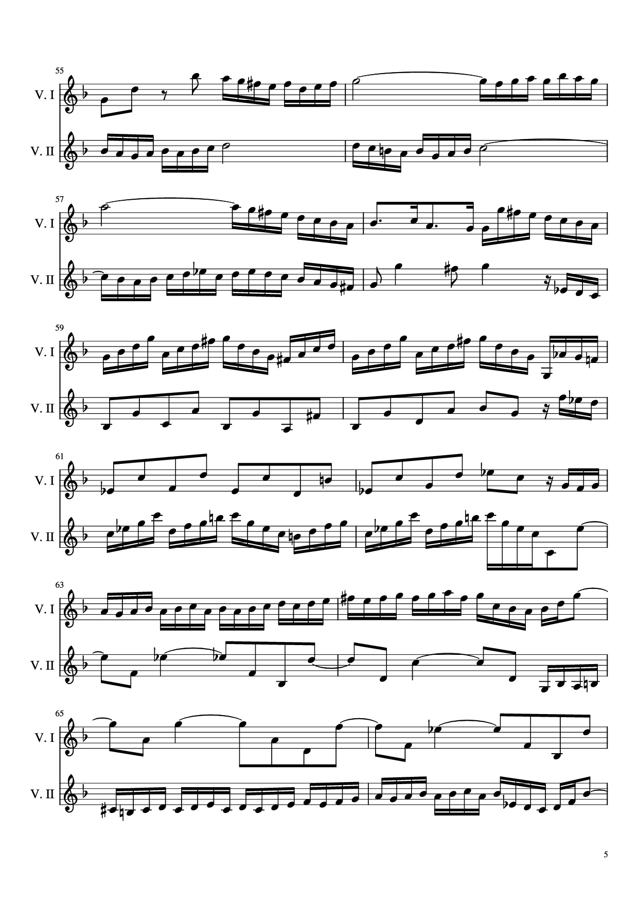 Page 5 of Sheet music PDF Concerto pour 2 violons in ré minor Violin - Jean-Sébastien Bach, BWV 1043