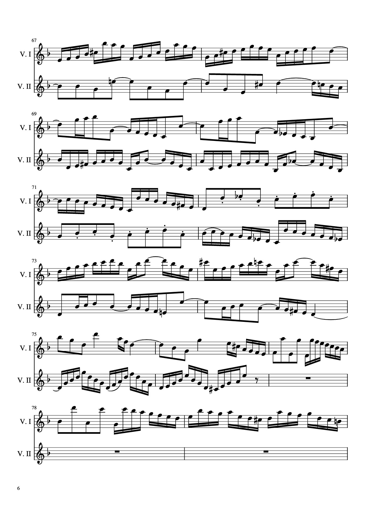 Page 6 of Sheet music PDF Concerto pour 2 violons in ré minor Violin - Jean-Sébastien Bach, BWV 1043