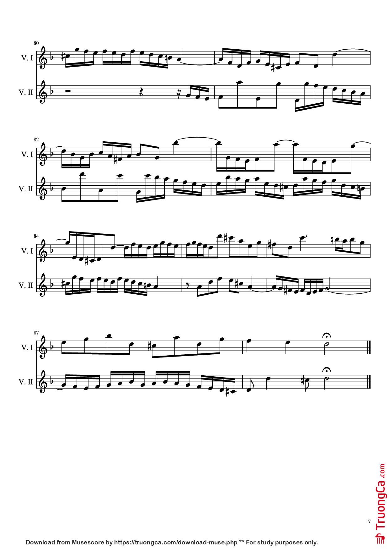 Page 7 of Sheet music PDF Concerto pour 2 violons in ré minor Violin - Jean-Sébastien Bach, BWV 1043