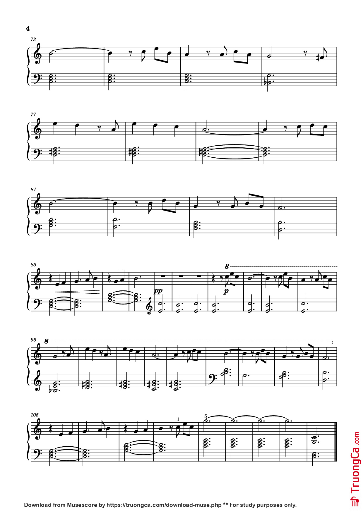 Page 4 of Sheet music PDF Piano Married Life (Theme from Up) Piano - Michael Giacchino