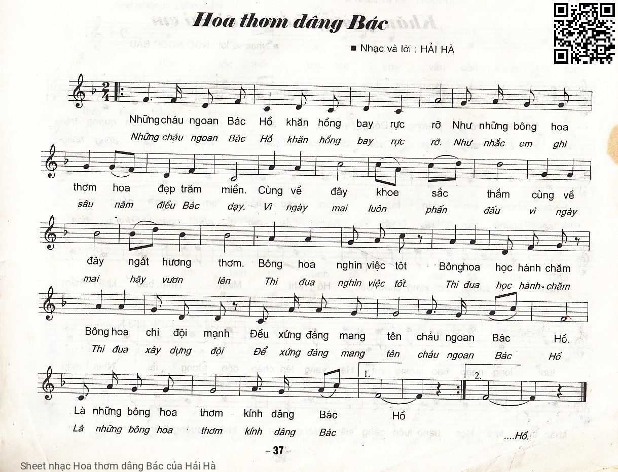Page 1 of Sheet music PDF Hoa thơm dâng Bác - Hải Hà