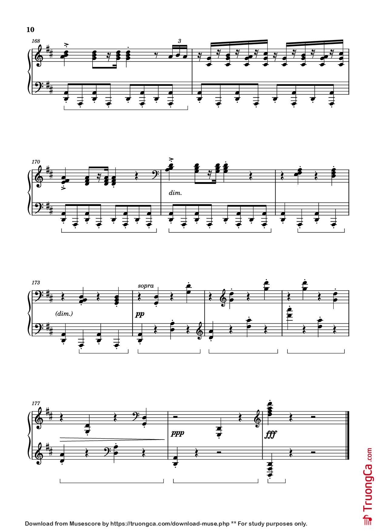 Page 10 of Sheet music PDF Piano Wedding Day at Troldhaugen Piano - Vincent