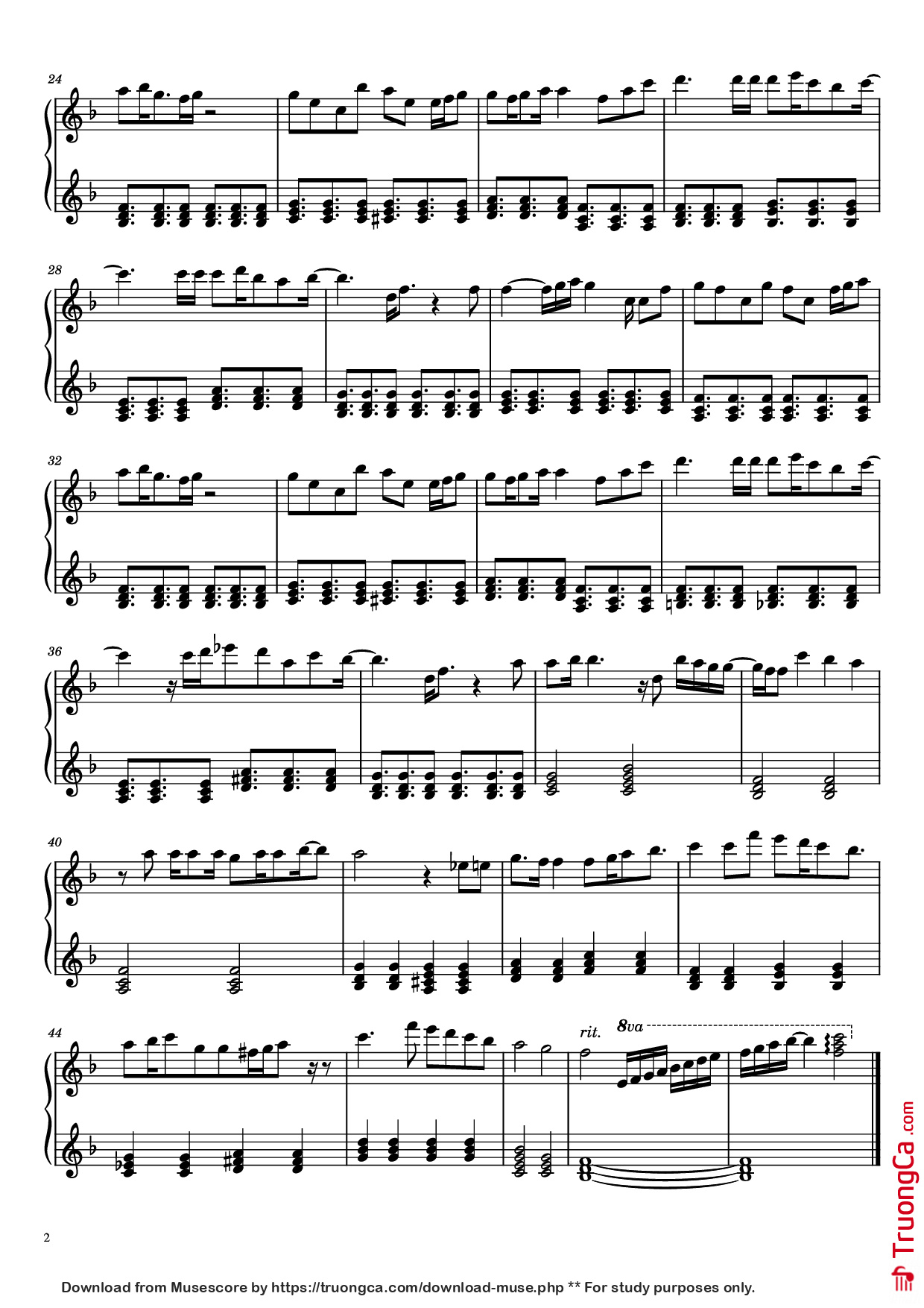 Page 2 of Sheet music PDF Piano Sakura, Reincarnation Piano - Sayaka Sasaki