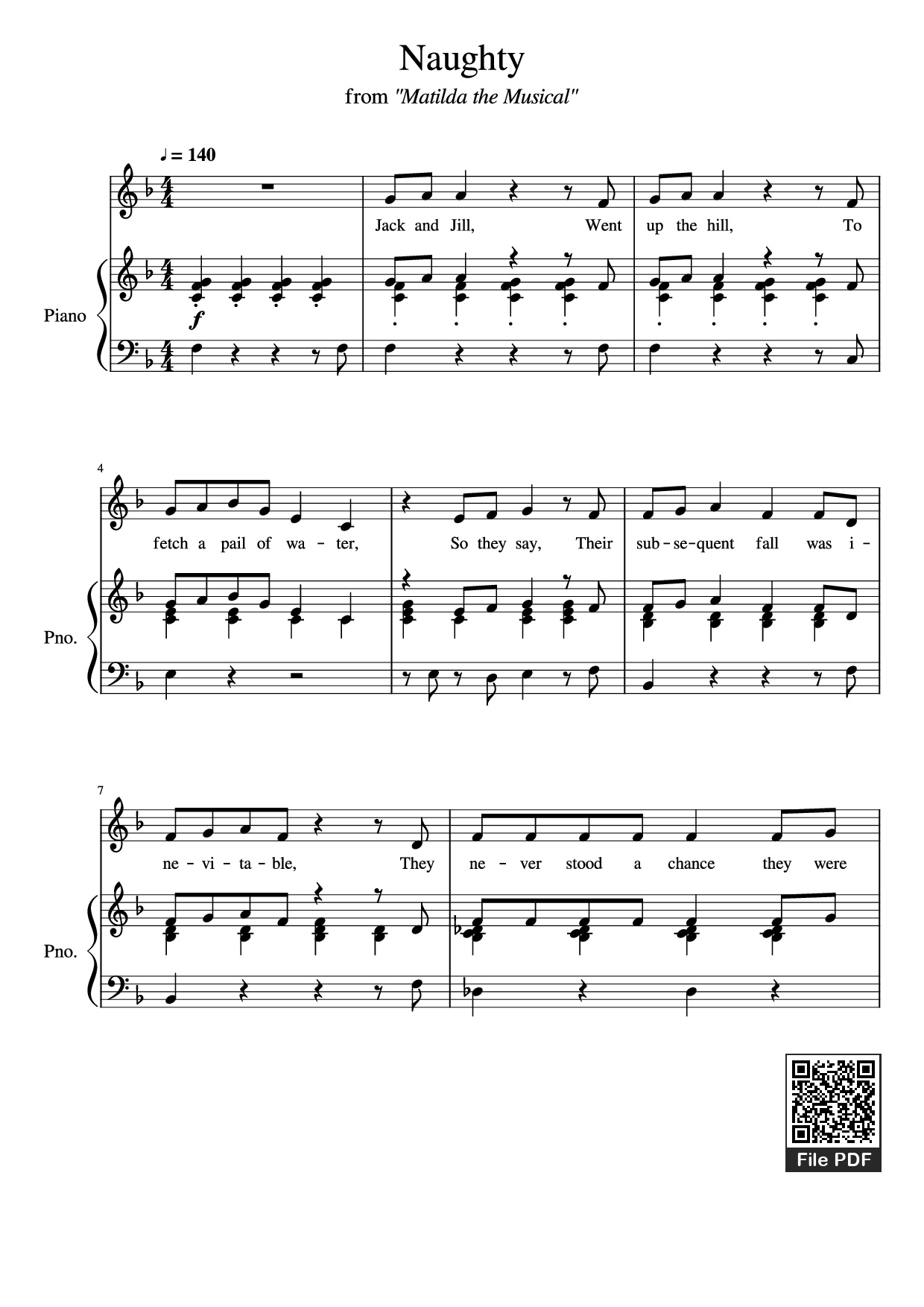 Page 1 of Sheet music PDF Piano Naughty Piano - Undefined