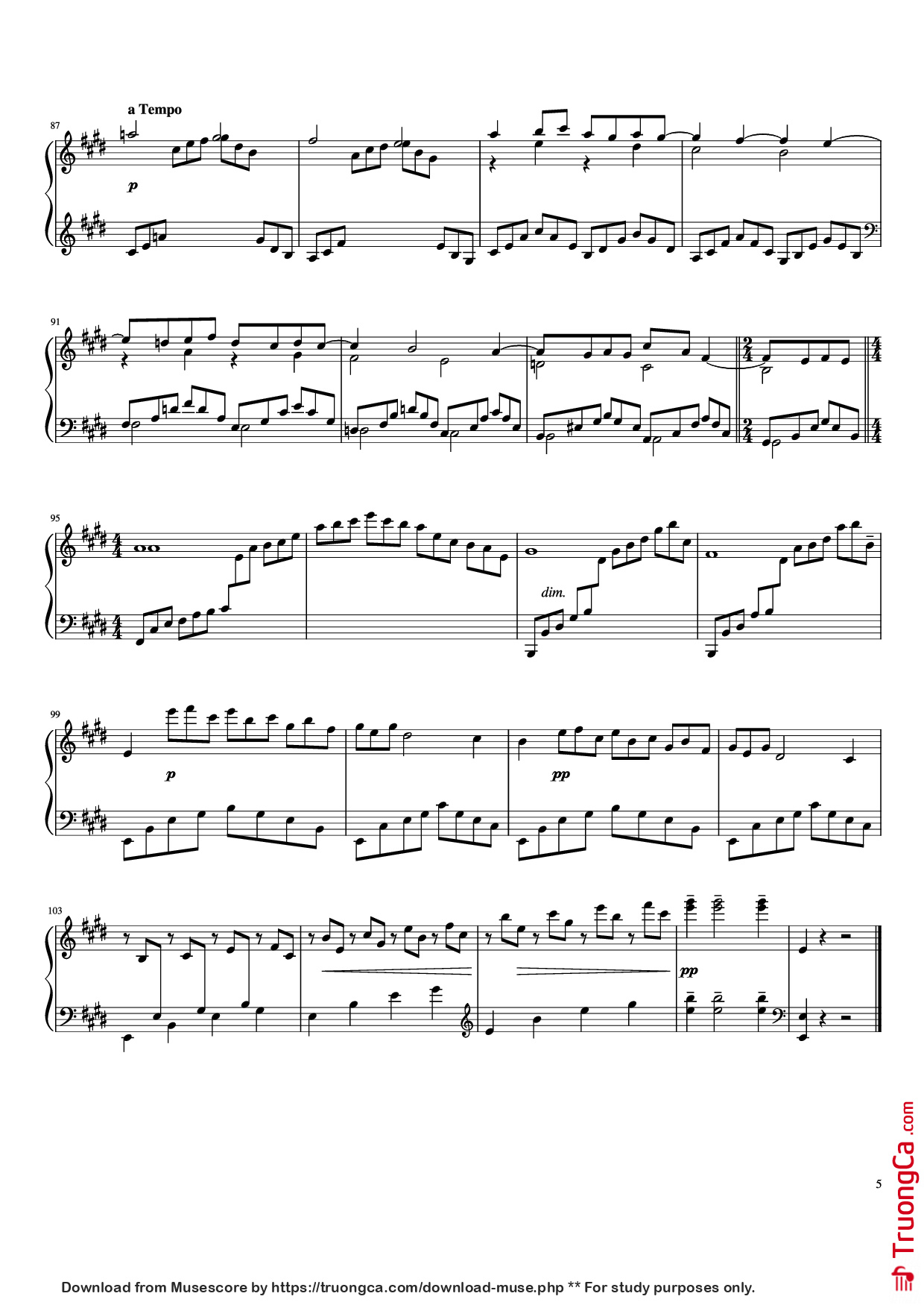 Page 5 of Sheet music PDF Piano Première Arabesque Piano - Claude Debussy
