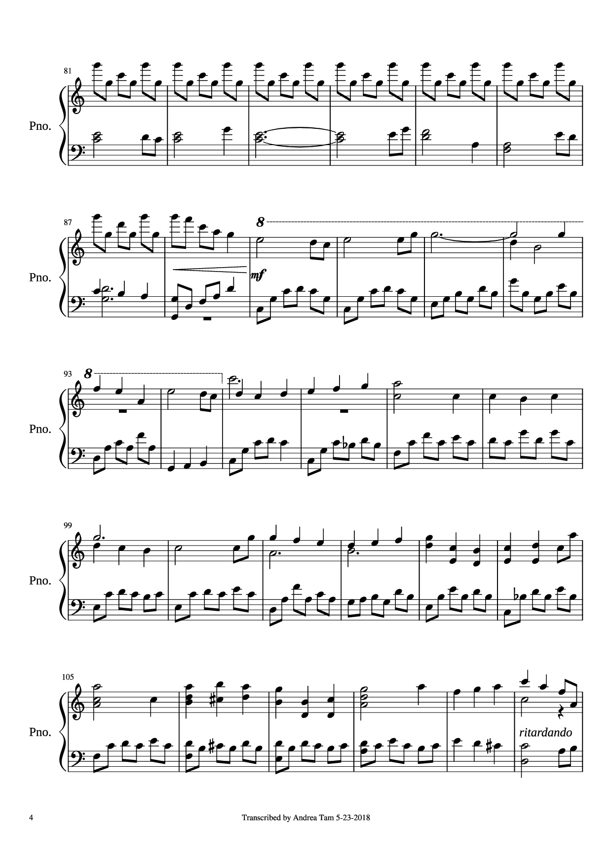Page 4 of Sheet music PDF Piano Promise of the World Piano - Composed byJoe Hisaishi Transcribed by Andrea Tam