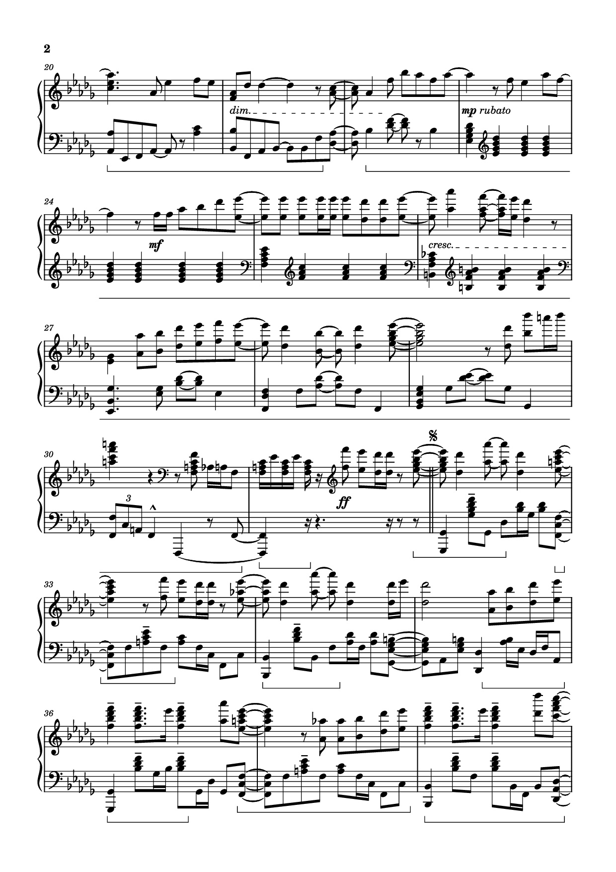 Page 2 of Sheet music PDF Piano Ao No Sumika Piano - Tatsuya Kitani