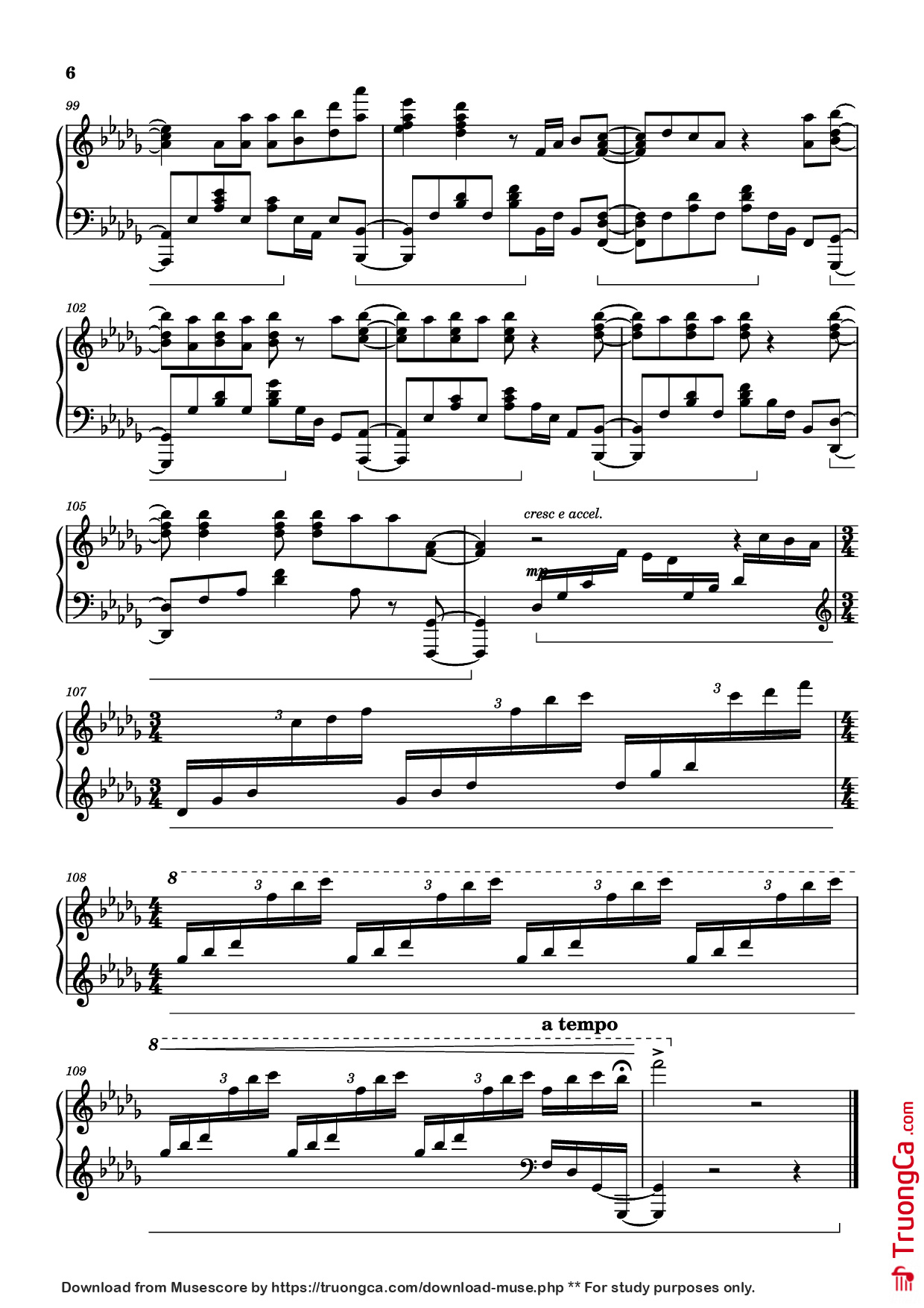 Page 6 of Sheet music PDF Piano Ao No Sumika Piano - Tatsuya Kitani