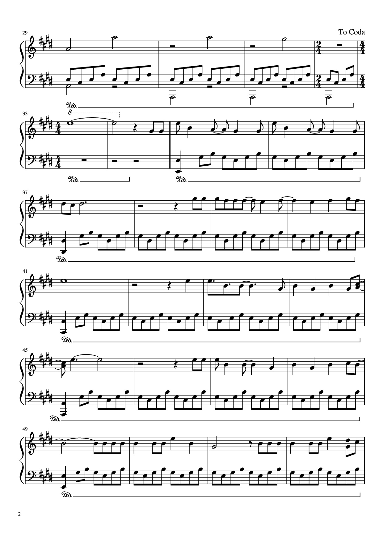 Page 2 of Sheet music PDF Piano Runaway Piano - K. West