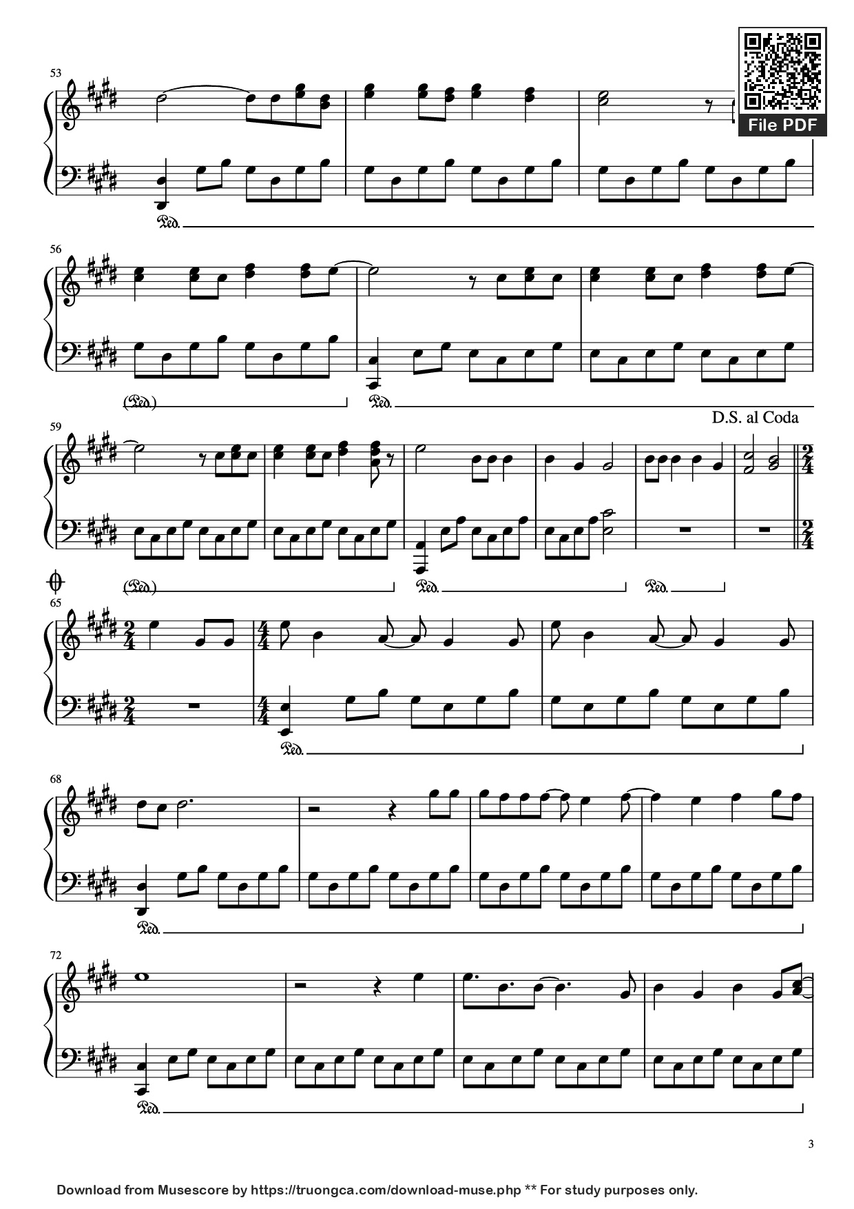 Page 3 of Sheet music PDF Piano Runaway Piano - K. West