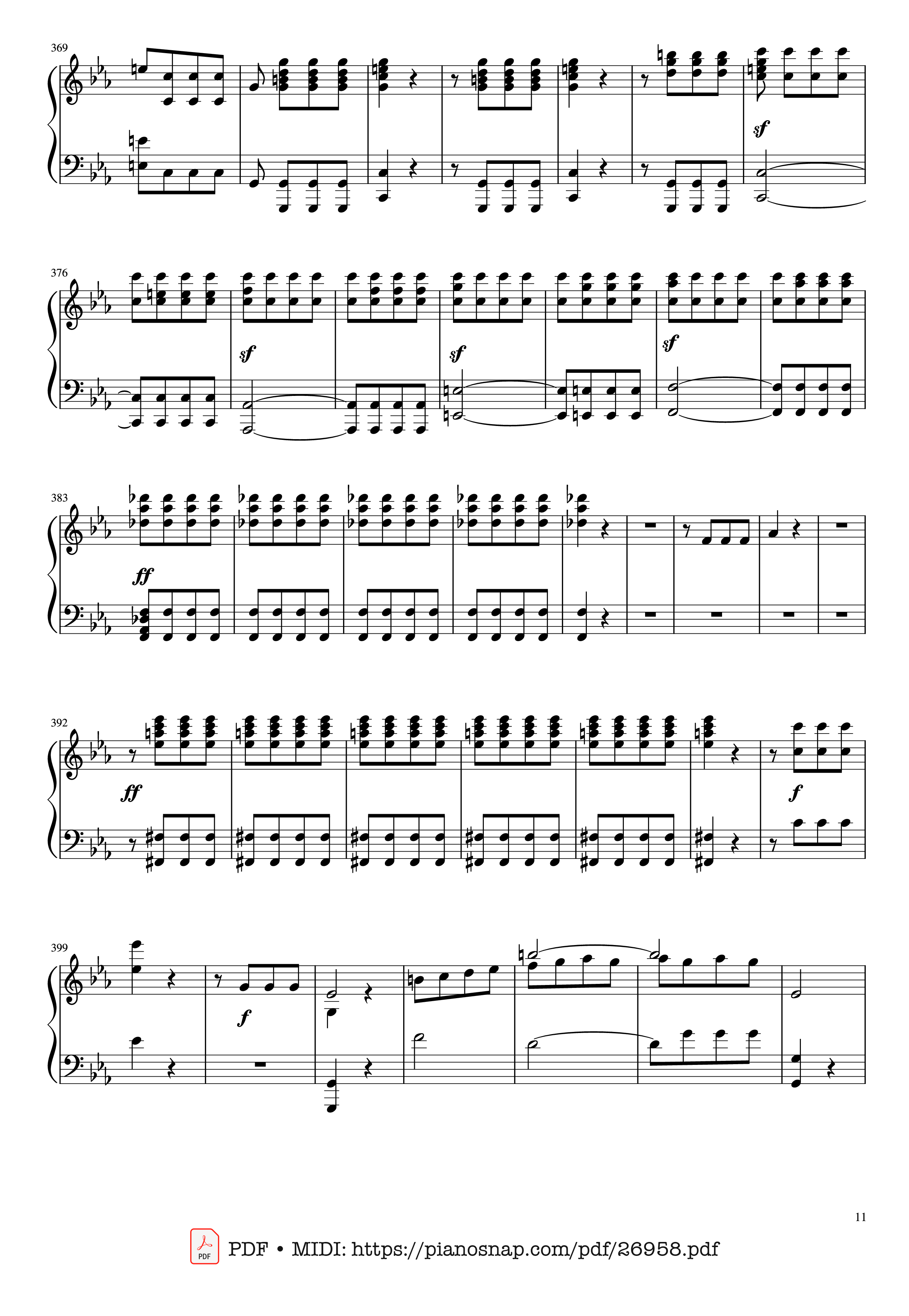 Page 11 of Sheet music PDF Piano Beethoven Symphony No. 5 Piano solo - Ludwig van Beethoven