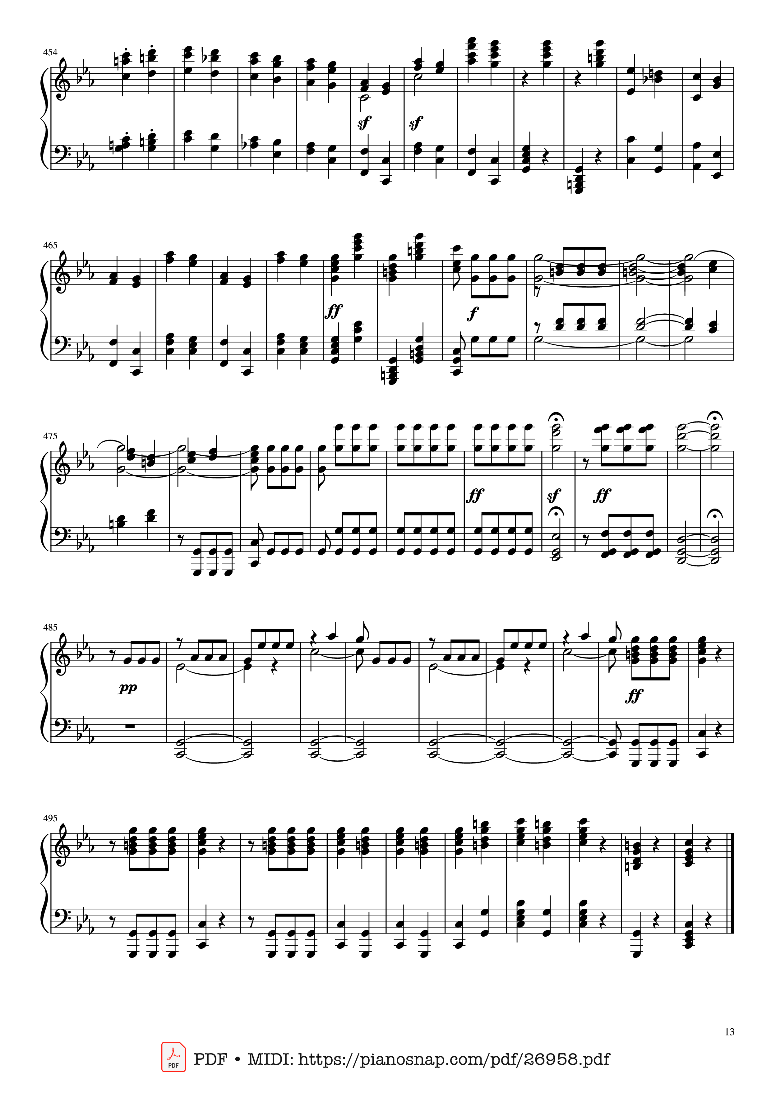 Page 13 of Sheet music PDF Piano Beethoven Symphony No. 5 Piano solo - Ludwig van Beethoven