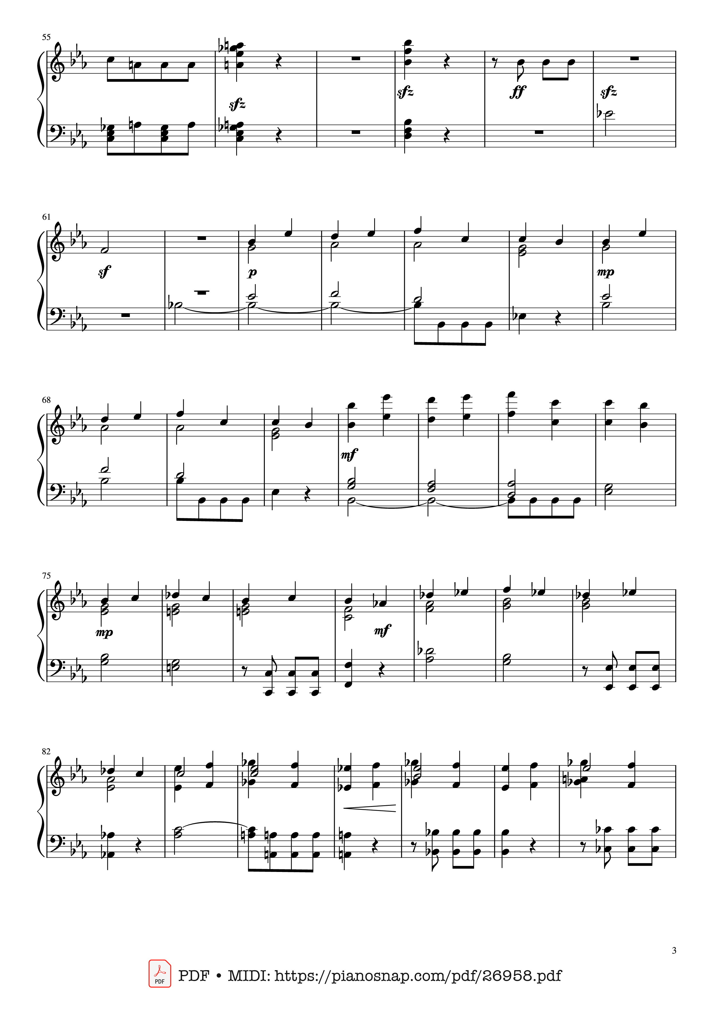 Page 3 of Sheet music PDF Piano Beethoven Symphony No. 5 Piano solo - Ludwig van Beethoven