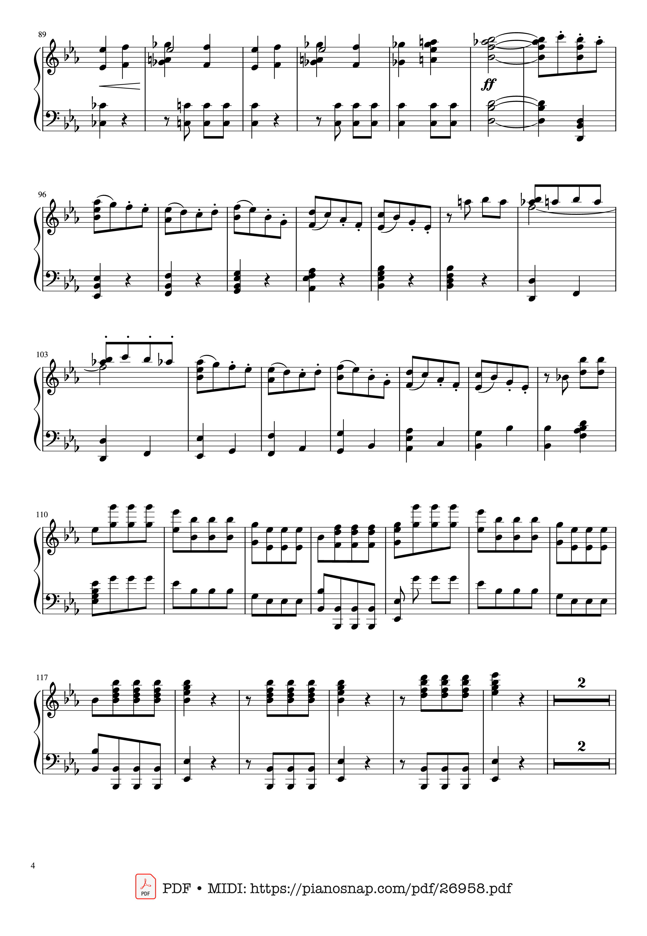 Page 4 of Sheet music PDF Piano Beethoven Symphony No. 5 Piano solo - Ludwig van Beethoven