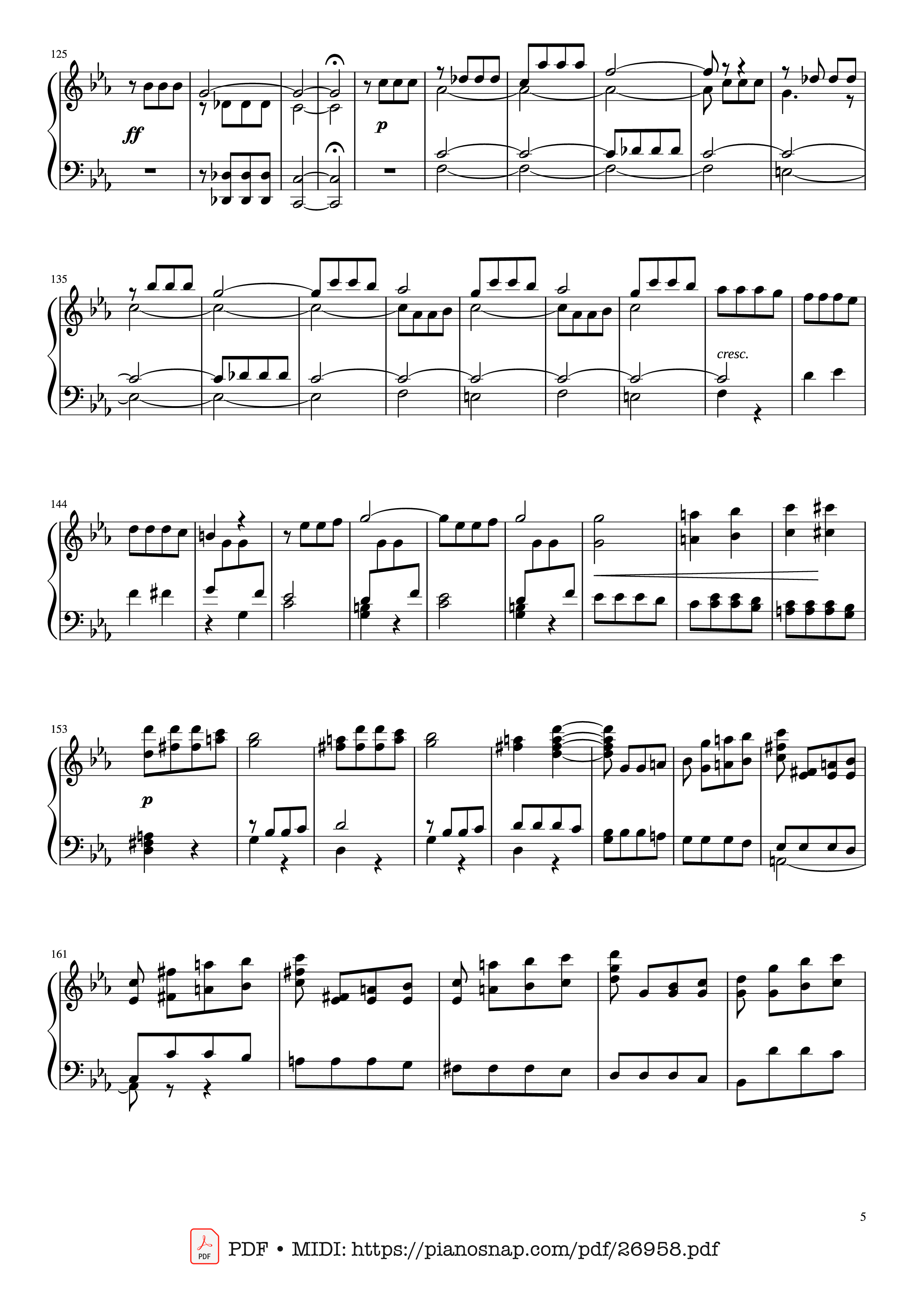 Page 5 of Sheet music PDF Piano Beethoven Symphony No. 5 Piano solo - Ludwig van Beethoven