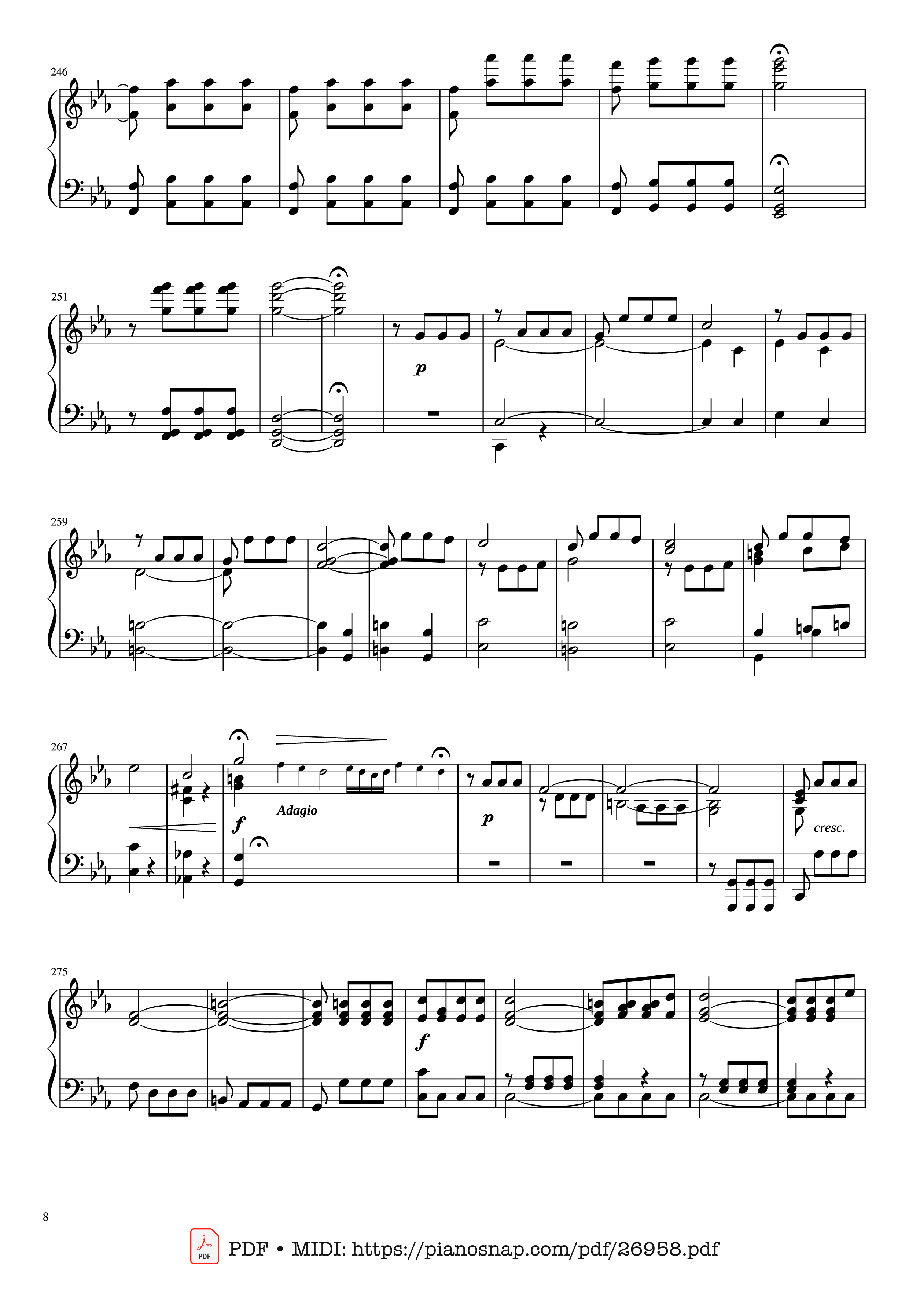 Page 8 of Sheet music PDF Piano Beethoven Symphony No. 5 Piano solo - Ludwig van Beethoven