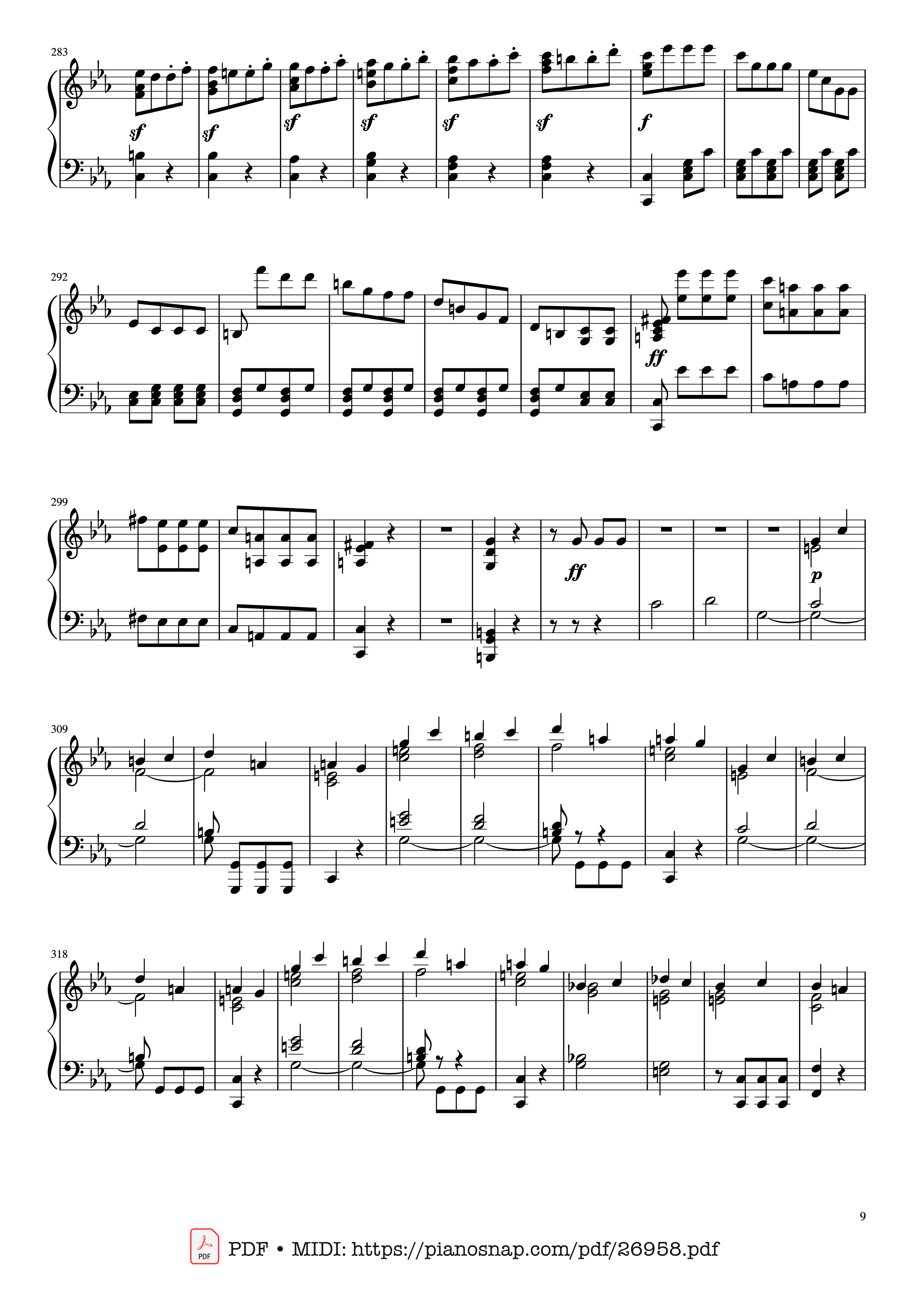 Page 9 of Sheet music PDF Piano Beethoven Symphony No. 5 Piano solo - Ludwig van Beethoven