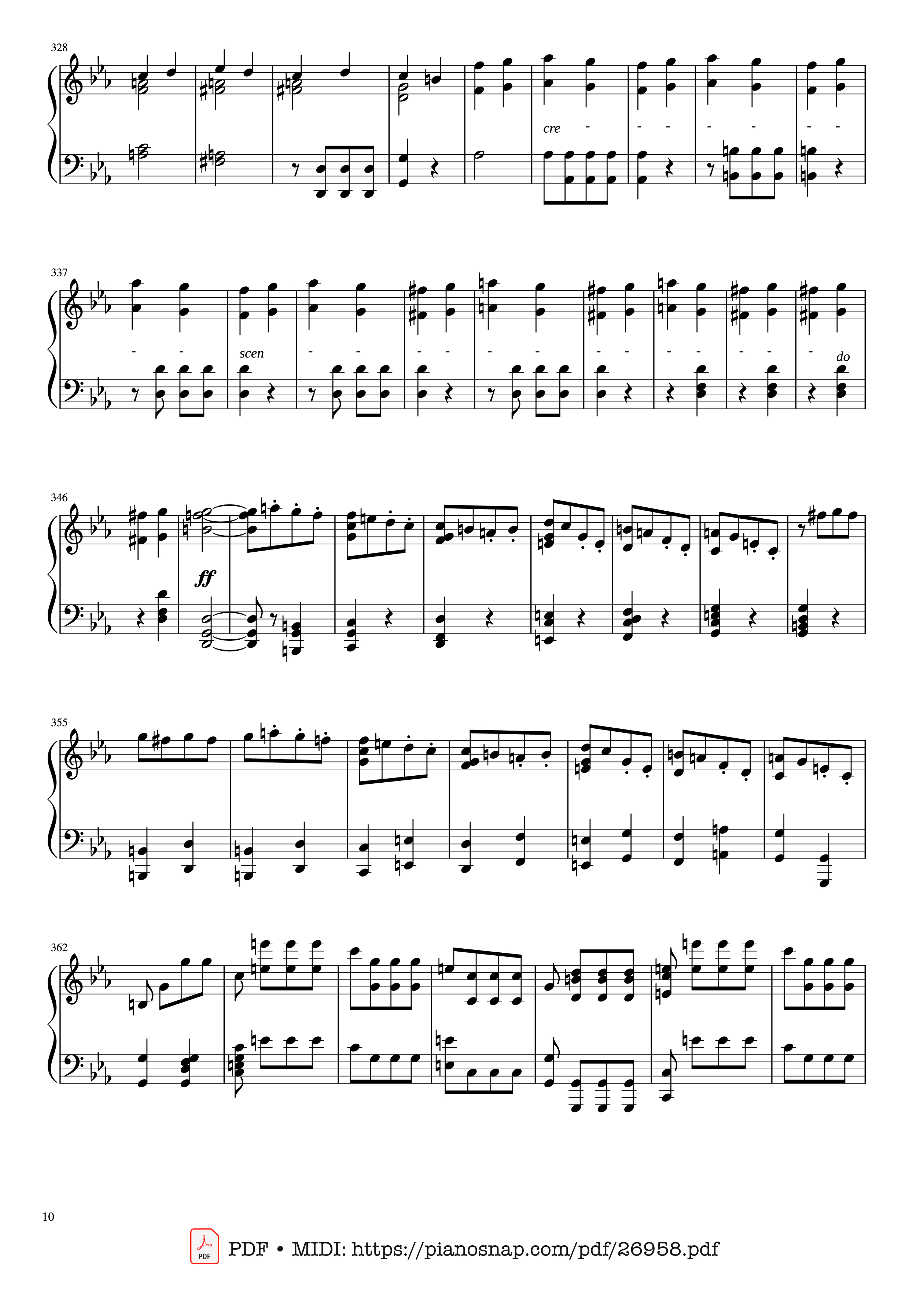 Page 10 of Sheet music PDF Piano Beethoven Symphony No. 5 Piano solo - Ludwig van Beethoven