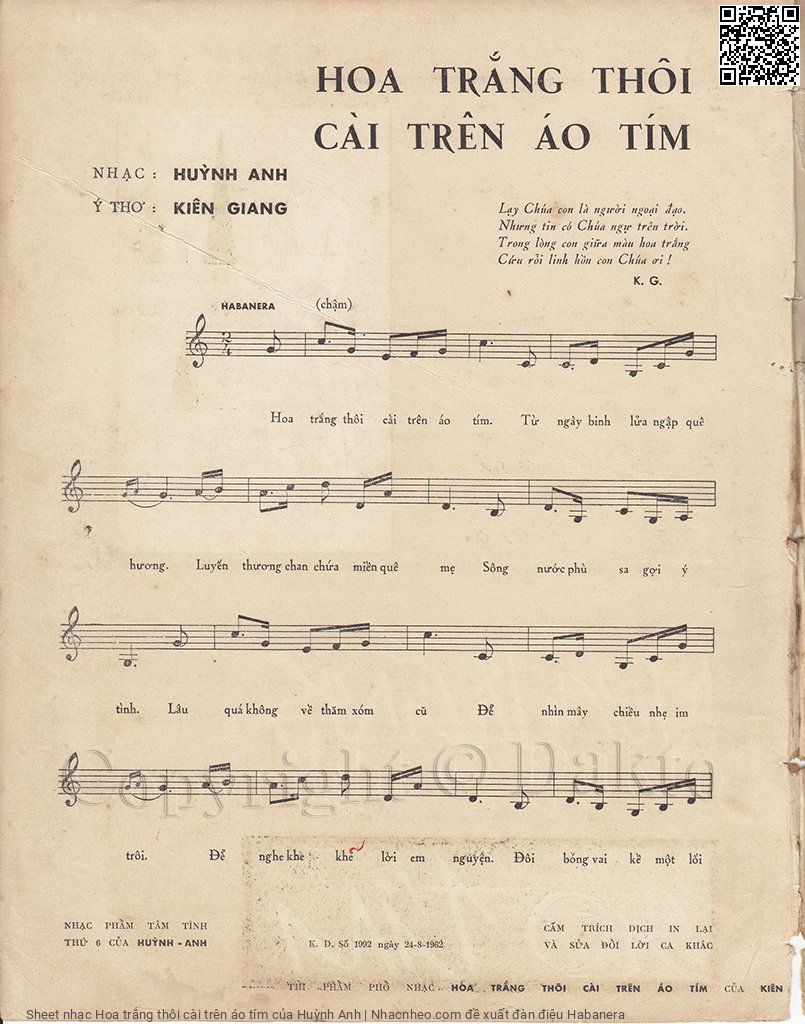 Page 2 of Sheet music PDF Hoa trắng thôi cài trên áo tím - Huỳnh Anh