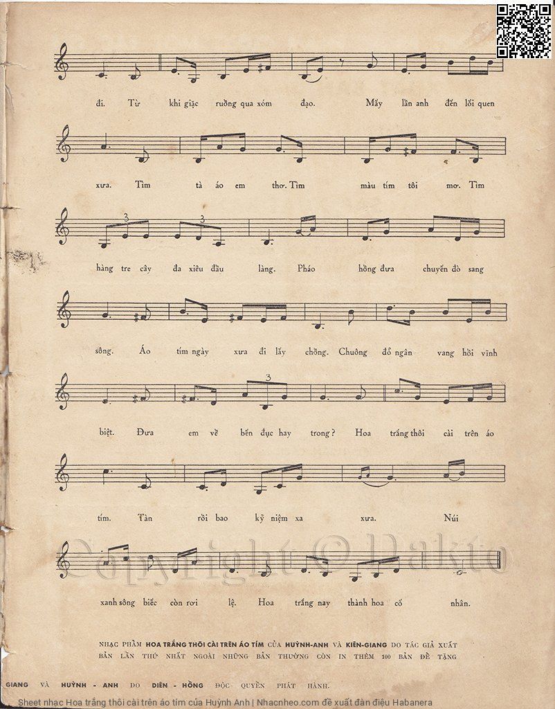 Page 3 of Sheet music PDF Hoa trắng thôi cài trên áo tím - Huỳnh Anh