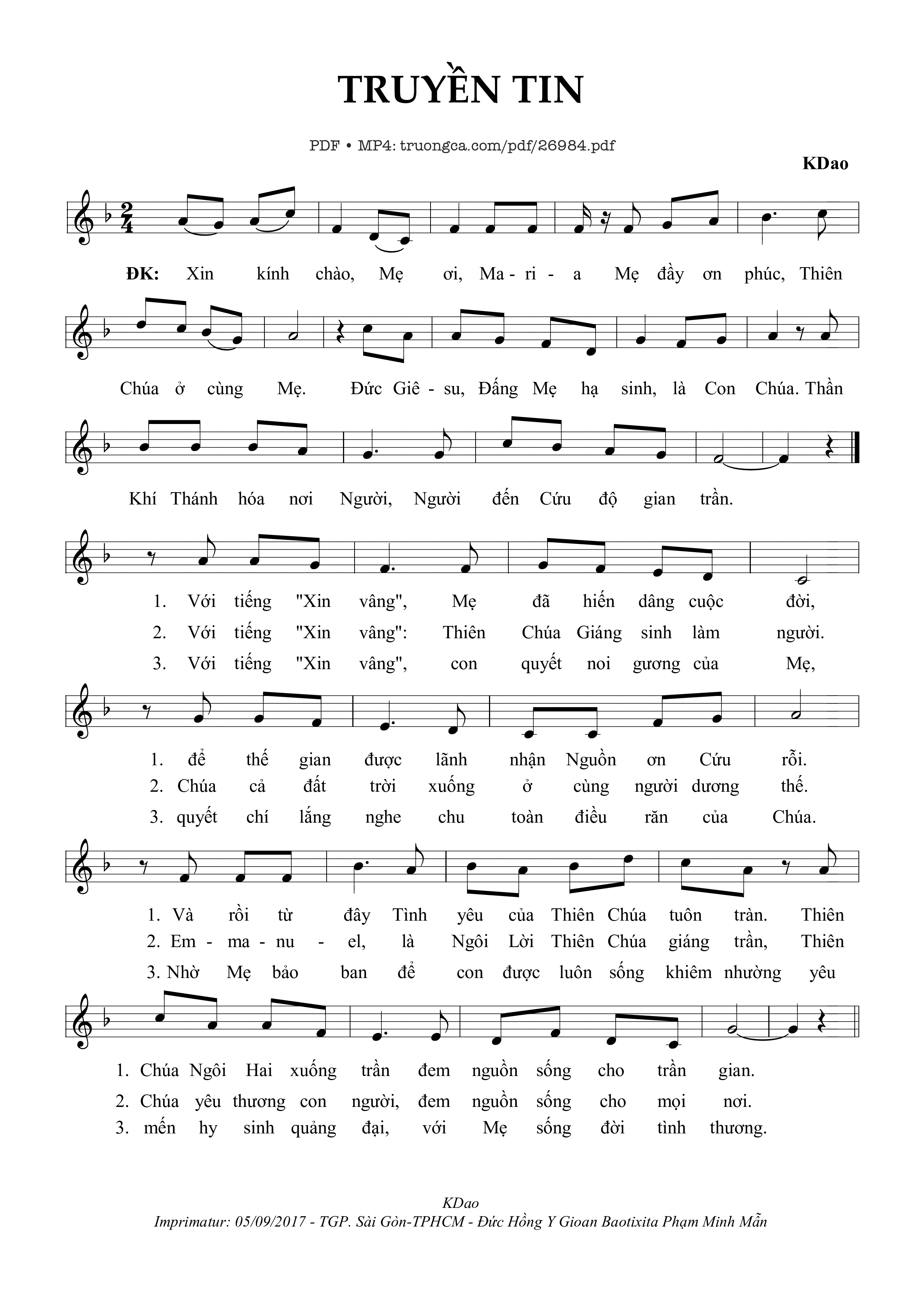 Sheet PDF of Truyền Tin -  Kdao