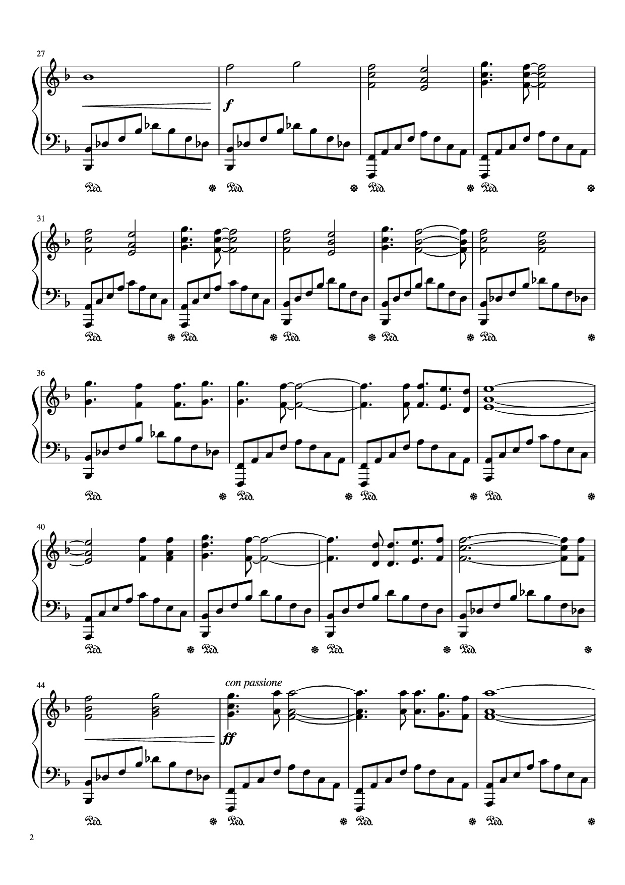 Page 2 of Sheet music PDF Piano Red Swan Piano - Yoshiki - feat. HYDE