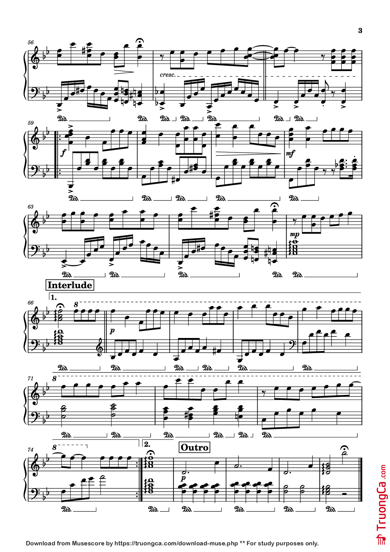 Page 3 of Sheet music PDF Piano PHI ĐIỂU VÀ VE SẦU Piano - Nhậm Nhiên (任然