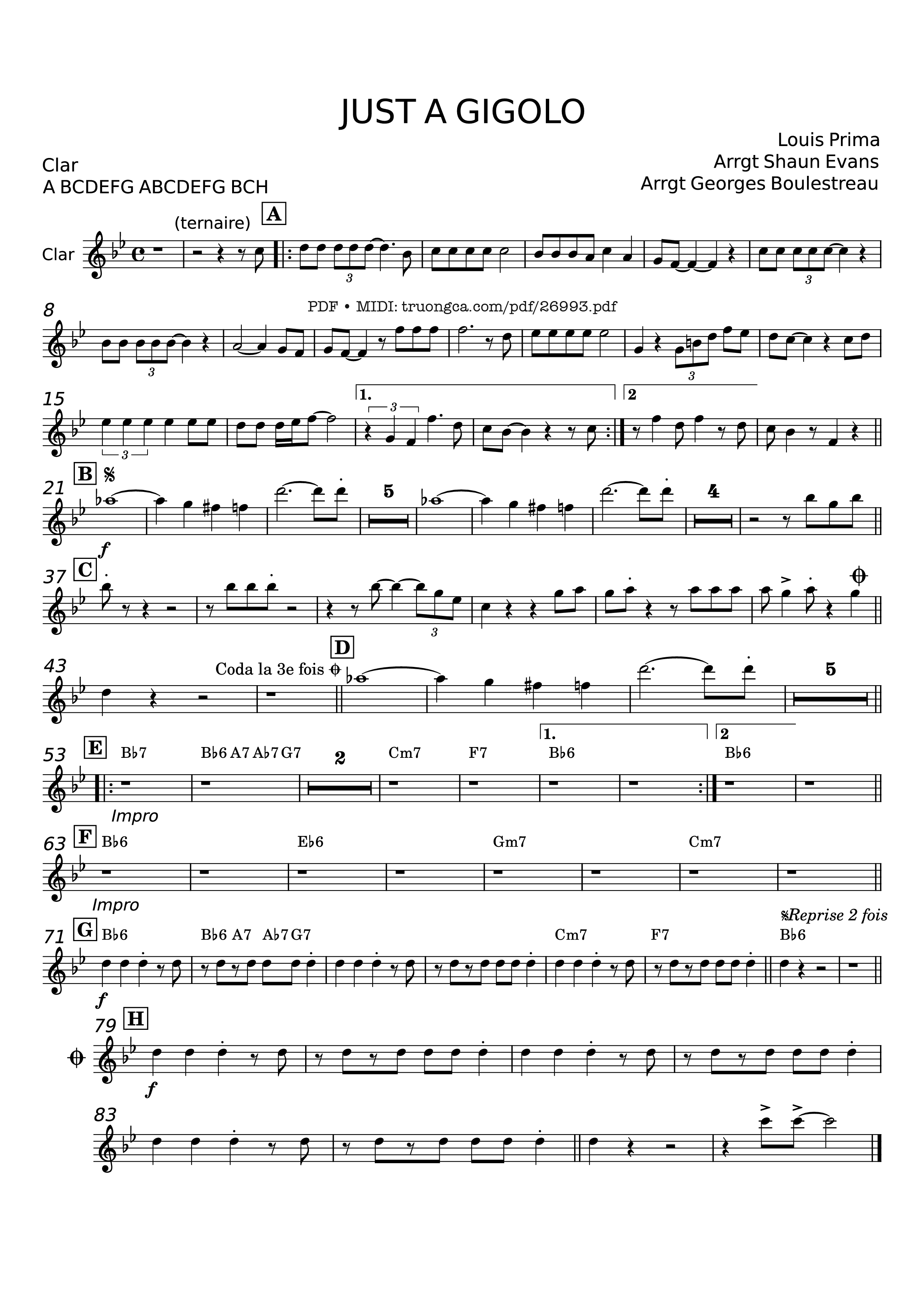 Sheet PDF of JUST A GIGOLO - Louis Prima